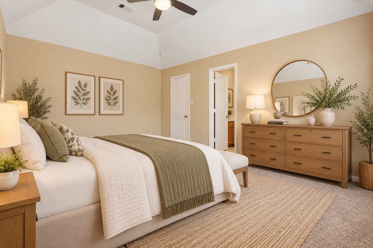 Alternate view of the primary bedroom showcasing the generous floor space and direct access to the primary bath.
***Virtually Enhanced Photo***