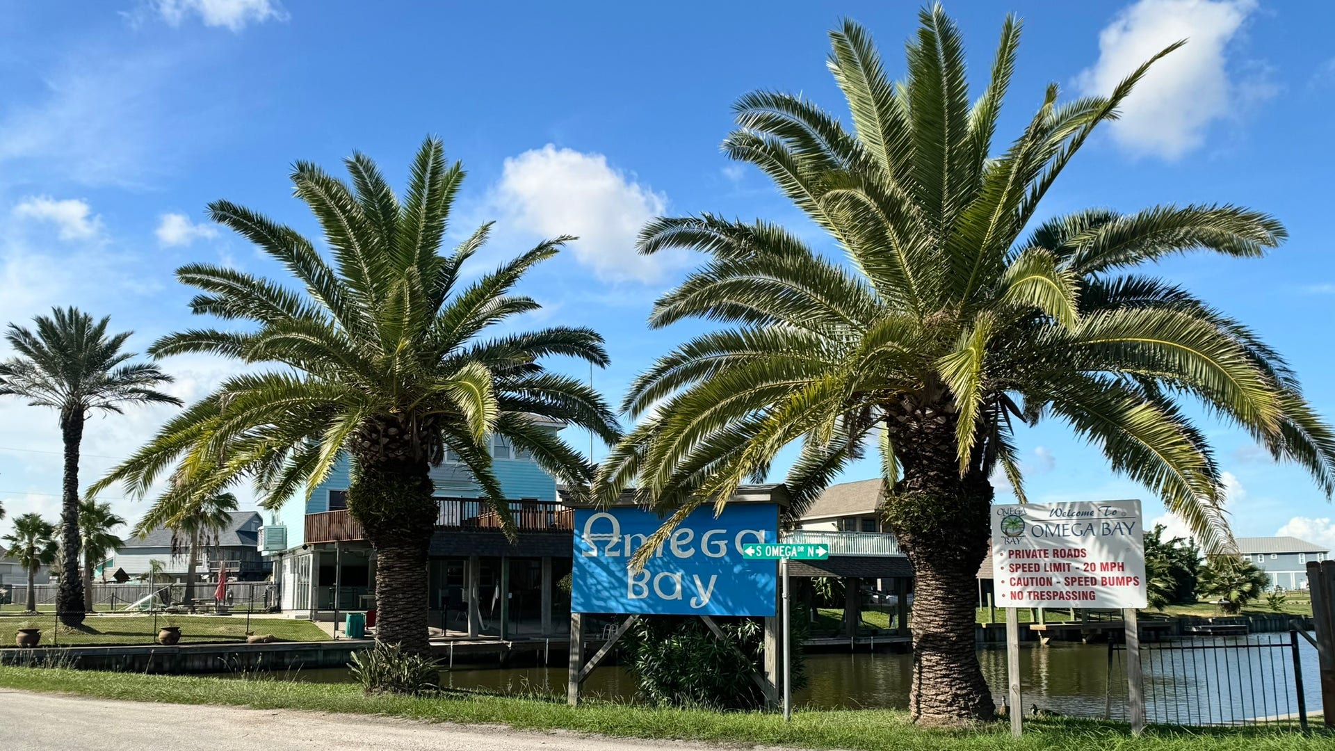 7 S Skimmer Street, La Marque, TX 77568 Welcome to Omega Bay, a private waterfront community in La Marque with palm-lined streets, private roads, and canal access just steps from the entrance.