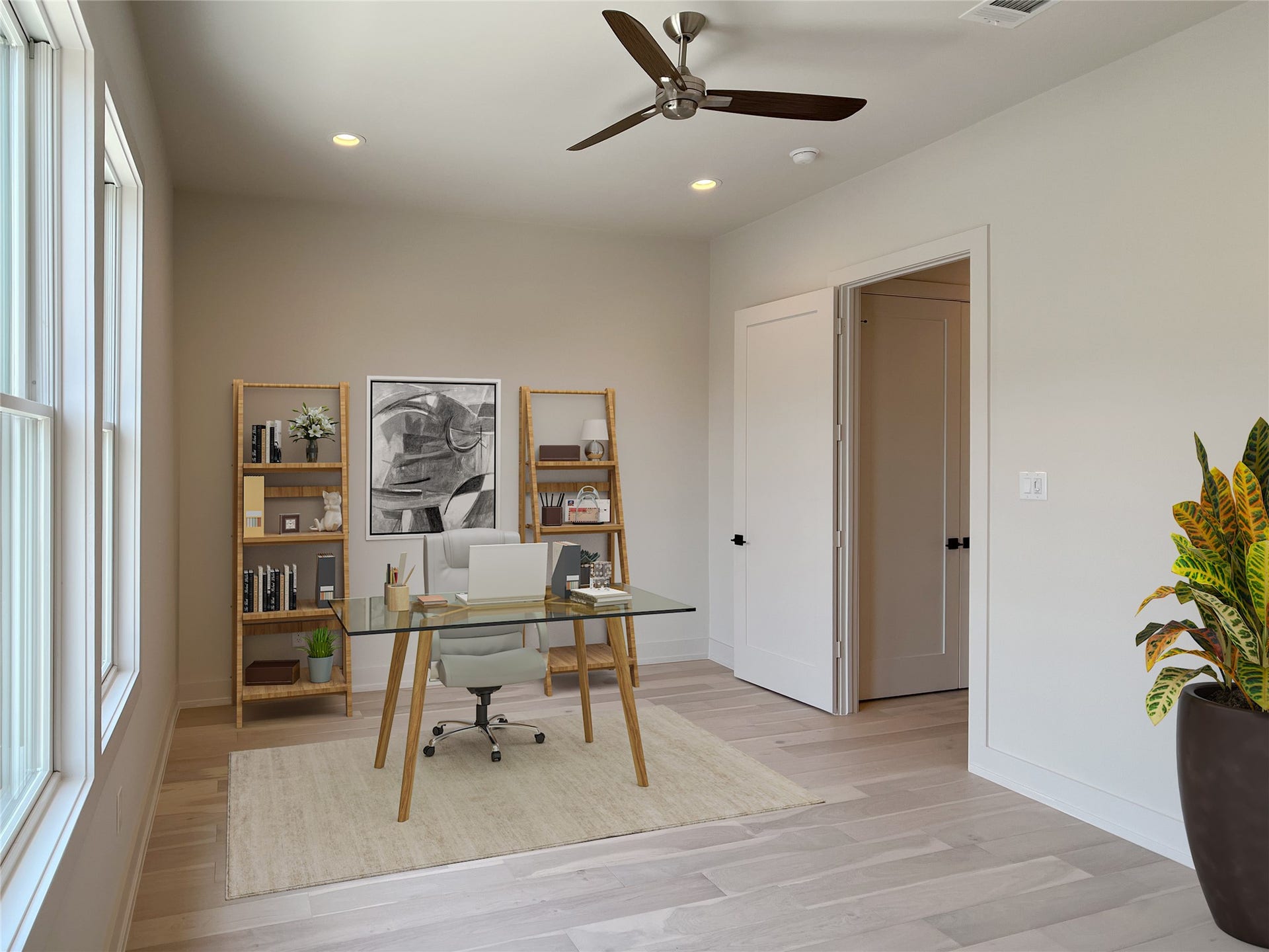 bedroom can serve as home office; high-end interior doors throughout home (virtually staged)