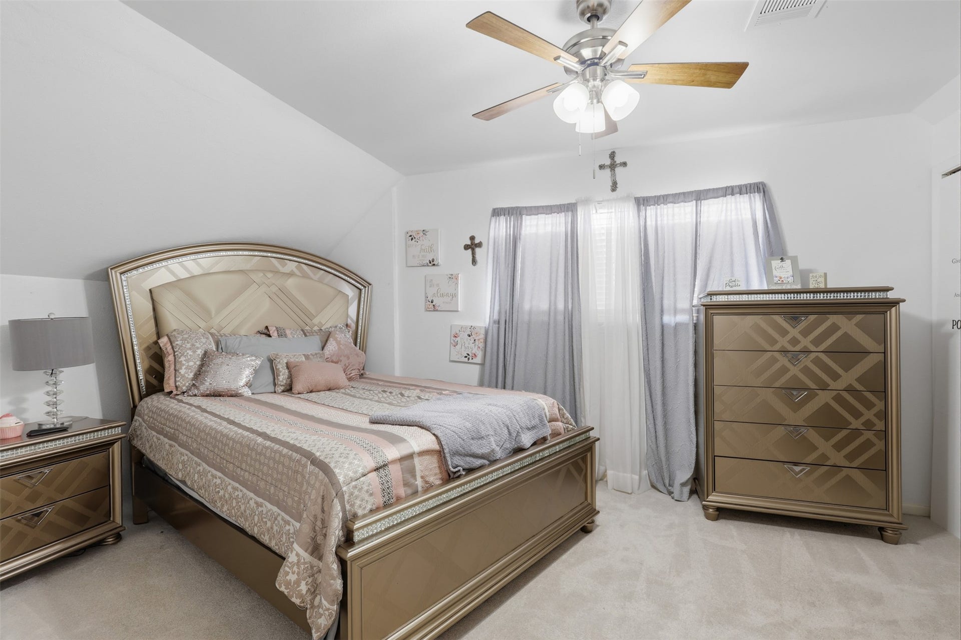 Generously sized upstairs bedroom offers flexibility for a variety of uses.
