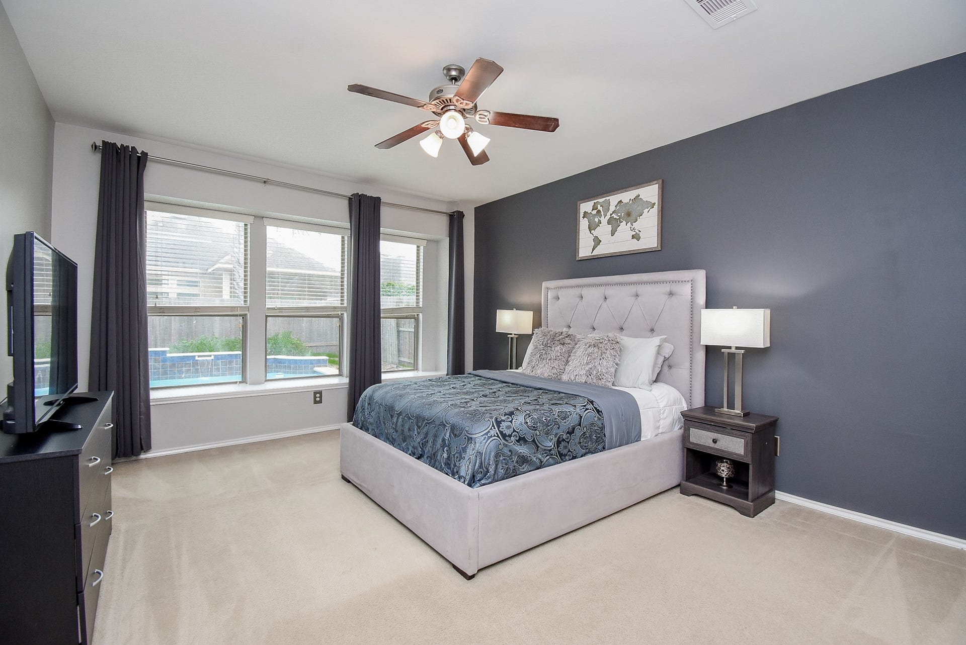 1334 Laura Hills Lane, Spring, TX 77386 Owner's retreat with a wall of windows offering great views of the swimming pool!