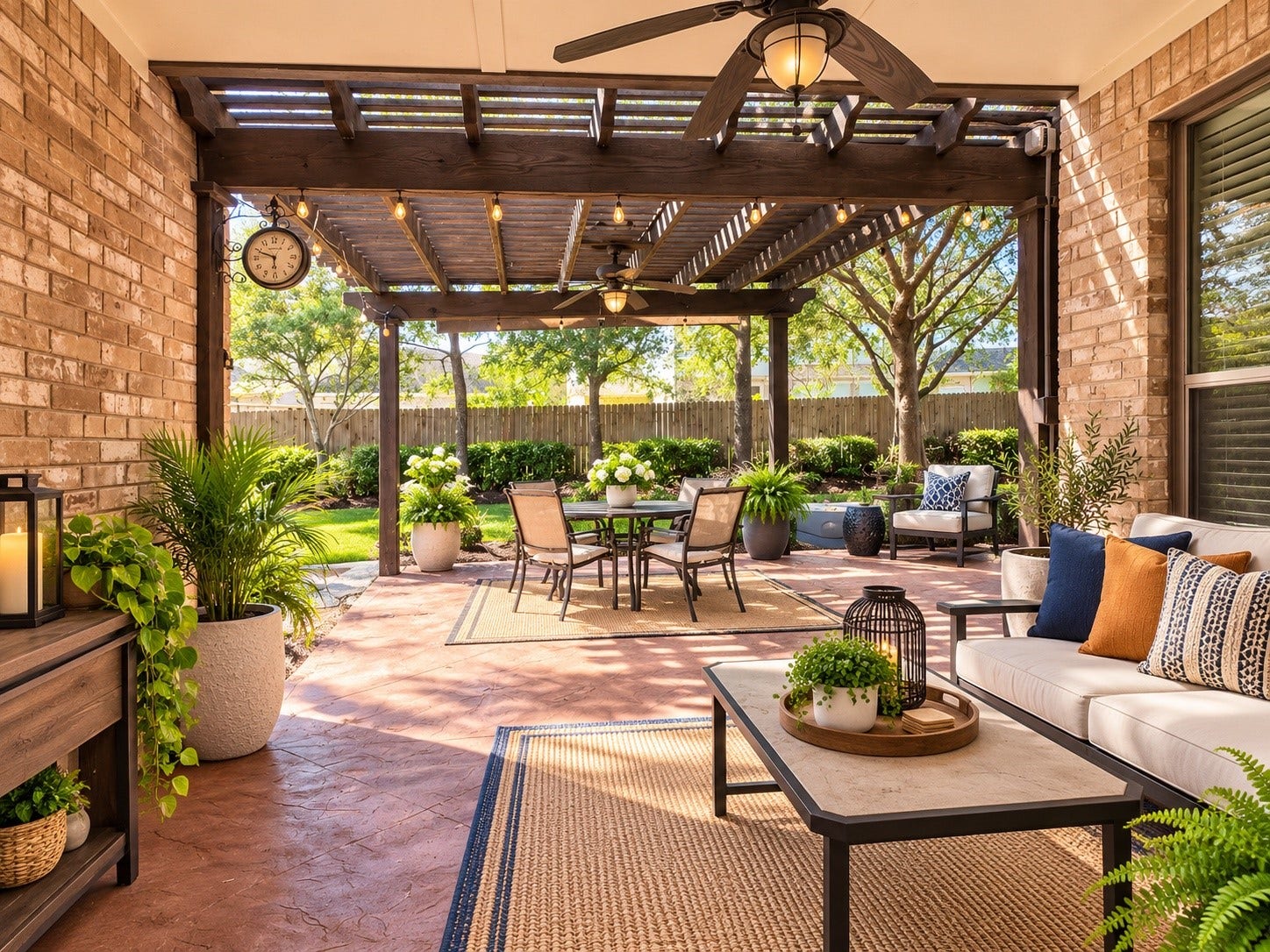 14215 Windy Crossing Lane, Humble, TX 77396 A lovely backyard oasis surrounded by mature trees and lush greenery, ideal for outdoor enjoyment.