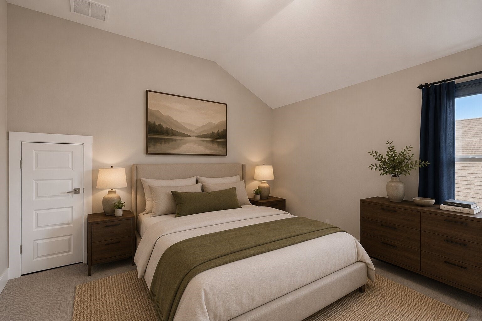 11 Victorian Run, Sugar Land, TX 77498 Versatile bedroom featuring a vaulted ceiling, soft neutral tones, and plush carpeting for added comfort. A window provides natural light, while the layout offers flexibility for use as a guest room, home office, or personal retreat.