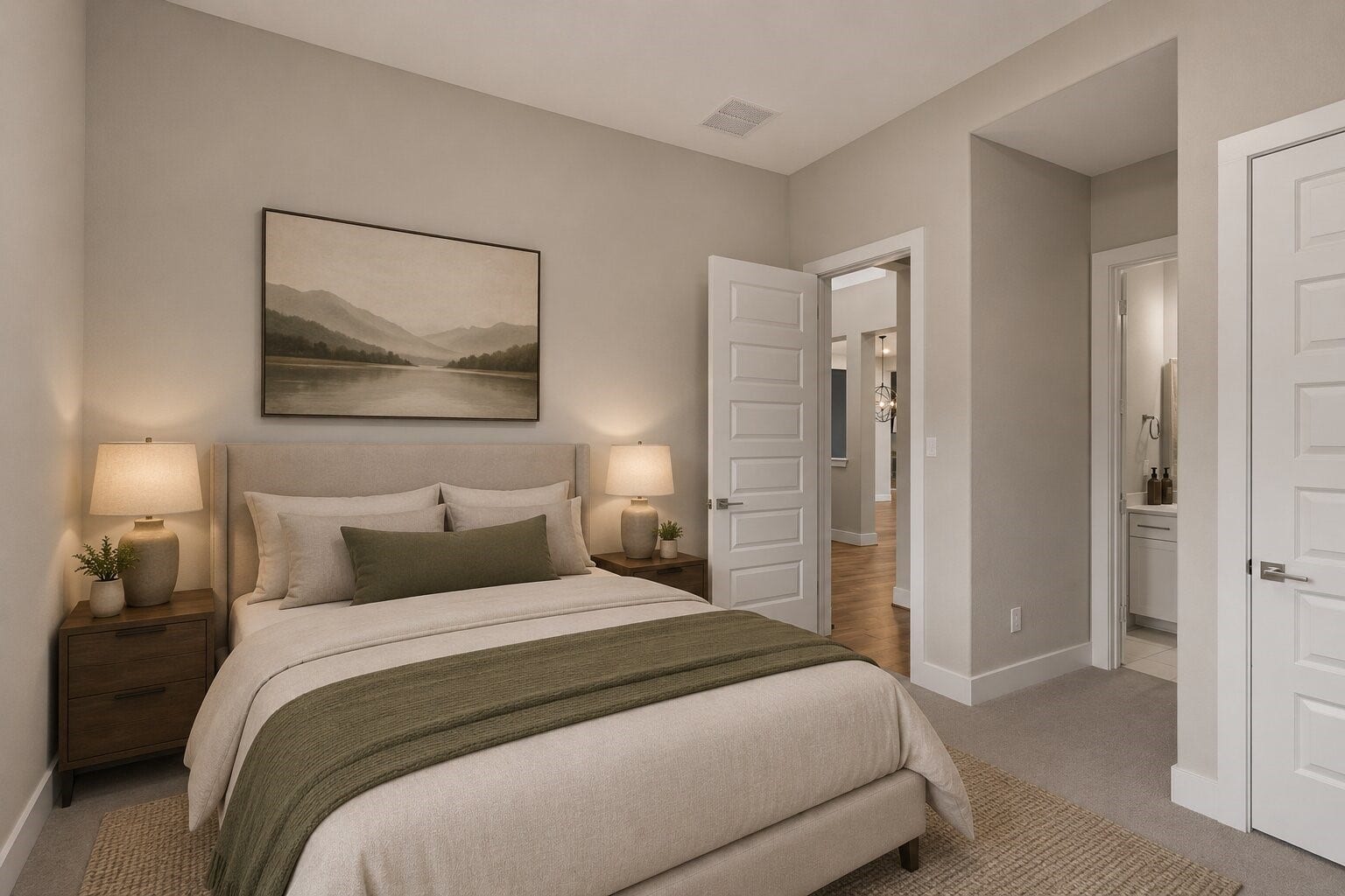 11 Victorian Run, Sugar Land, TX 77498 Spacious secondary bedroom with soft carpeting, neutral color palette, and easy access to a nearby bathroom, offering comfort and flexibility for guests or family members.