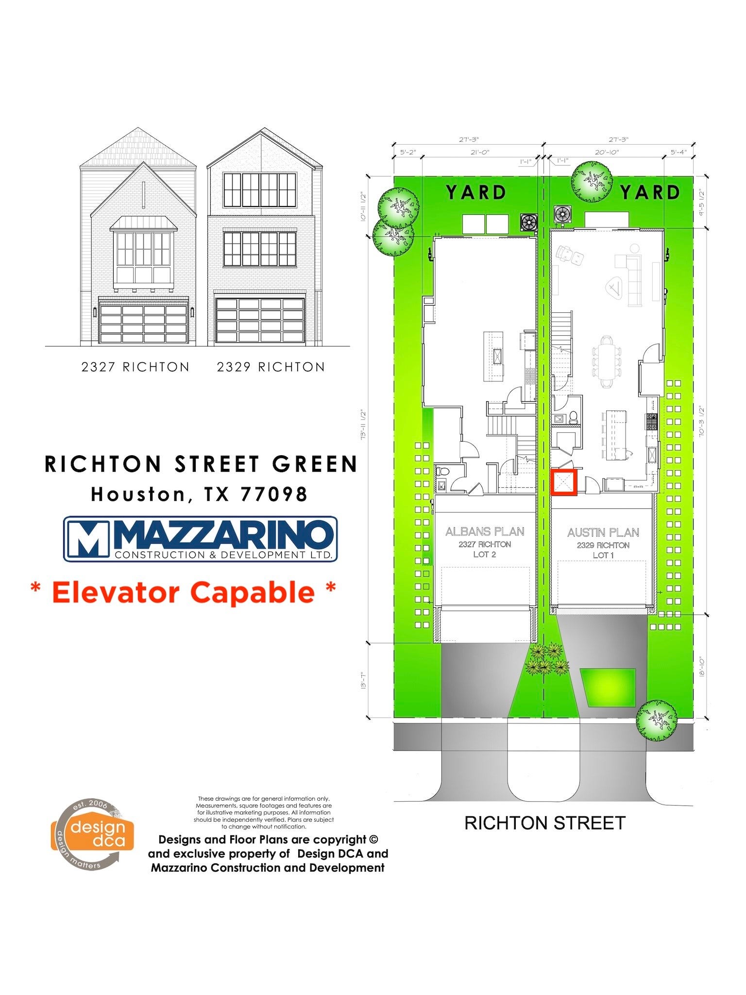 Please be aware that these plans are the property of the architect/builder designer that designed them not DUX Realty, Mazzarino Construction or 2327 RICHTON LLC and are protected from reproduction and sharing under copyright law. These drawing are for general information only. Measurements, square footages and features are for illustrative marketing purposes. All information should be independently verified. Plans are subject to change without notification.