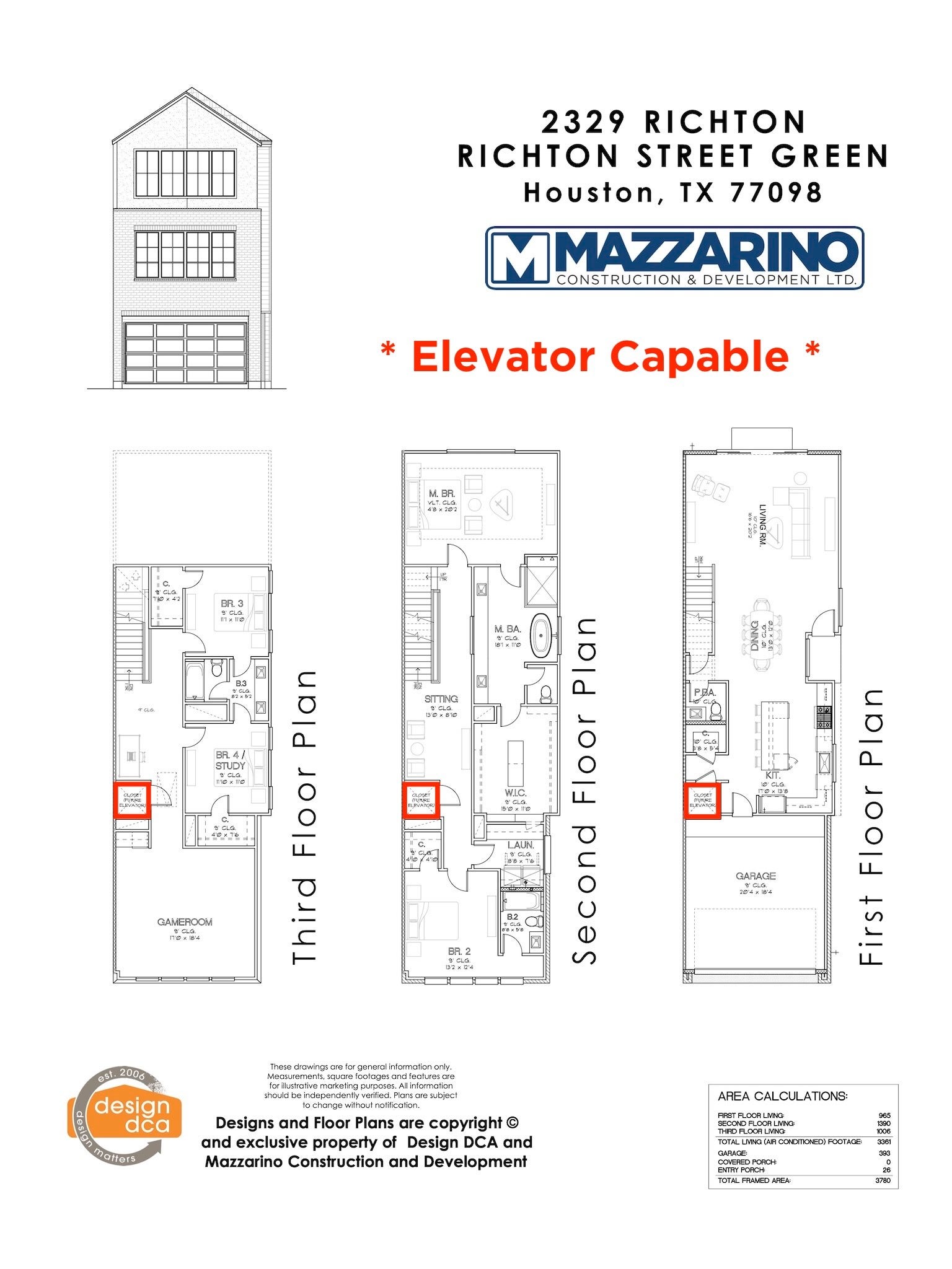 Please be aware that these plans are the property of the architect/builder designer that designed them not DUX Realty, Mazzarino Construction or 2327 RICHTON LLC and are protected from reproduction and sharing under copyright law. These drawing are for general information only. Measurements, square footages and features are for illustrative marketing purposes. All information should be independently verified. Plans are subject to change without notification.