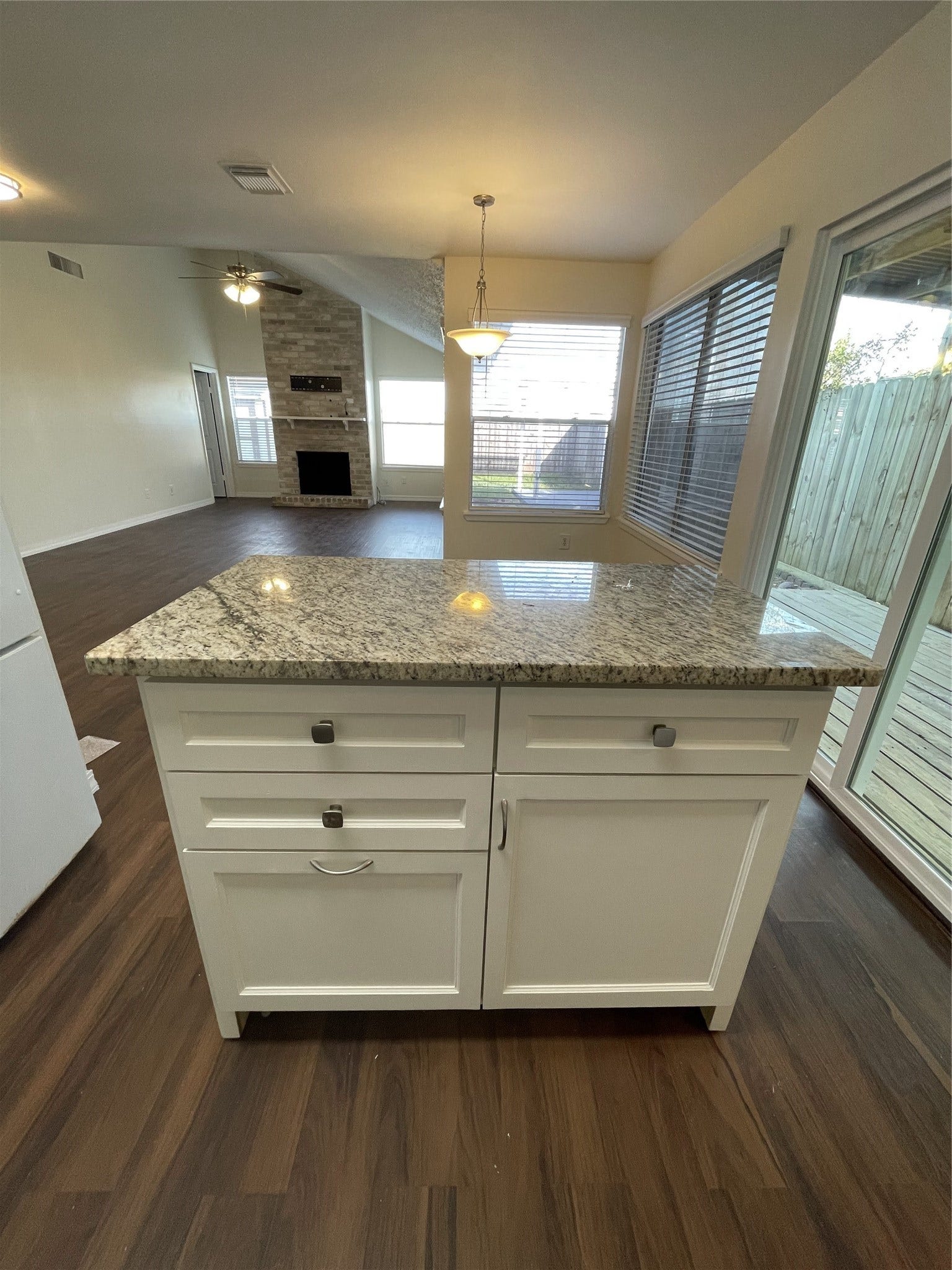 2915 Garden Lane, Sugar Land, TX 77479 Good size kitchen island with granite countertop for food prep