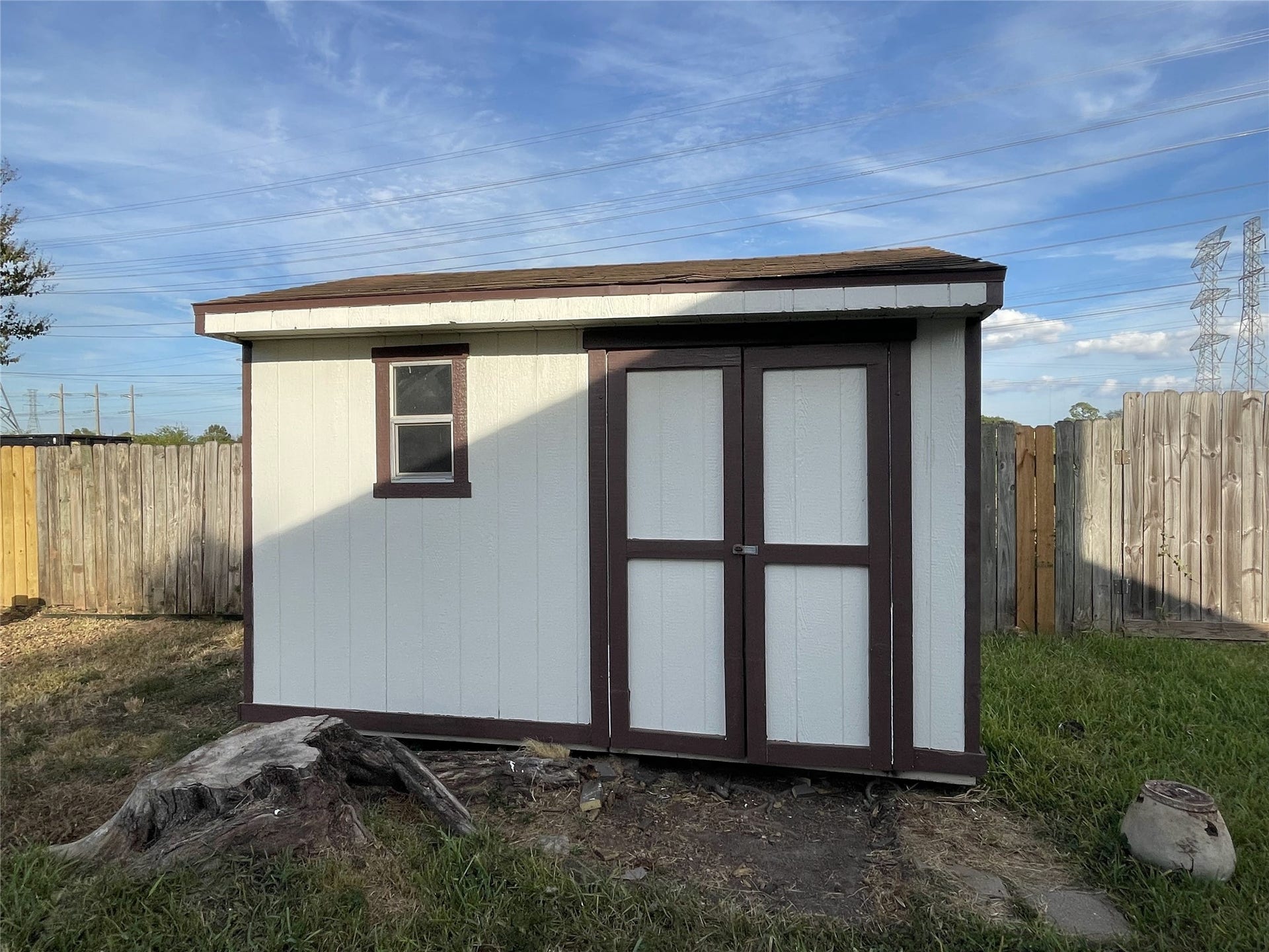 2915 Garden Lane, Sugar Land, TX 77479 Large storage shed in the backyard for additional storage space