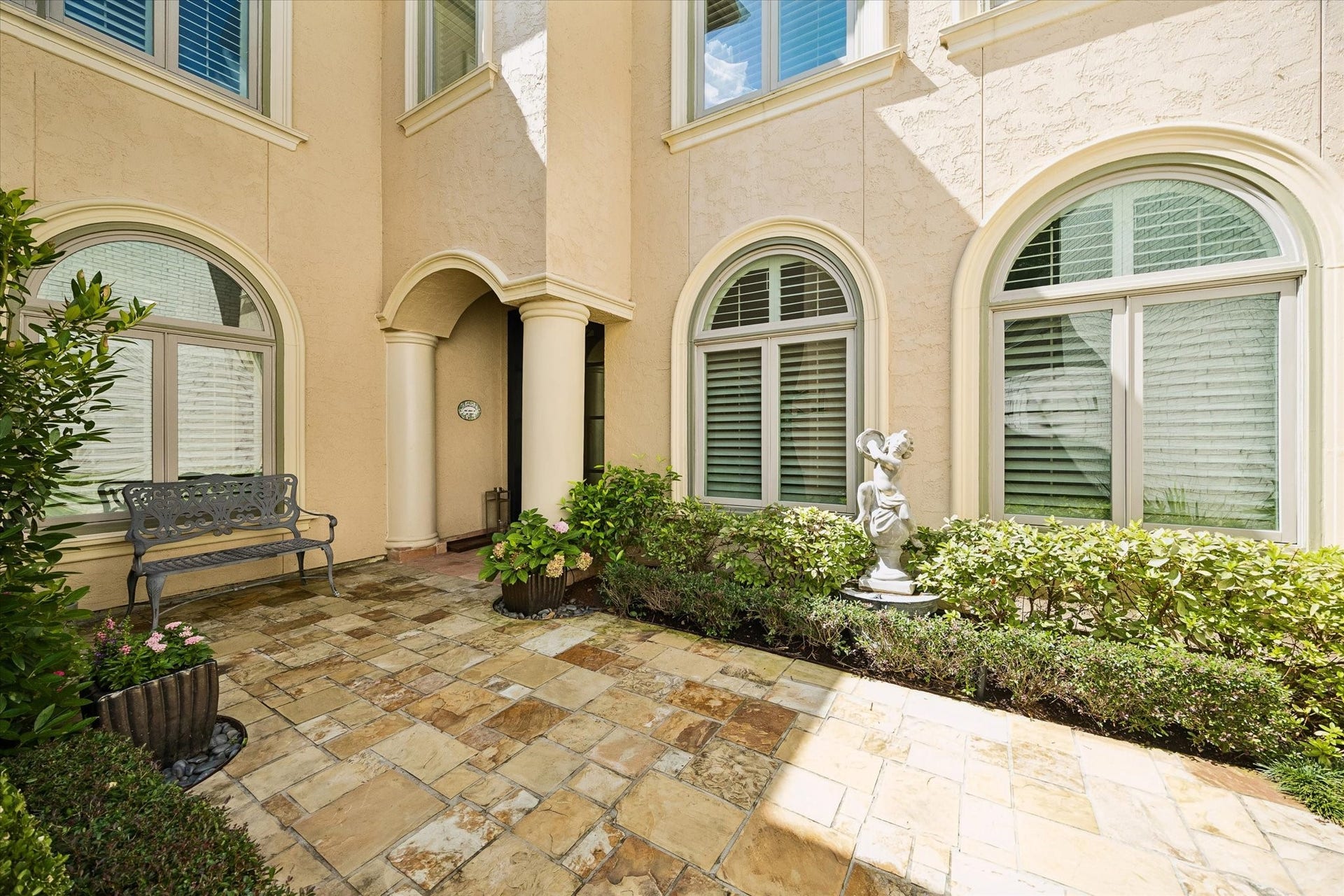Private front door and porch.