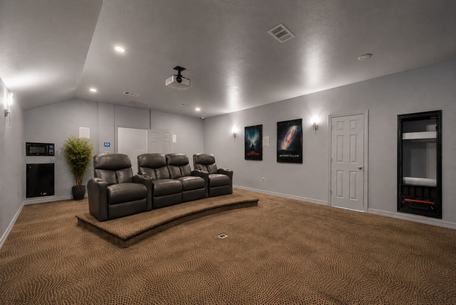 3707 Cat Springs Lane, Missouri City, TX 77459 Experience the ultimate cinematic escape in this dedicated media room, featuring tiered seating and professional wiring for high-fidelity sound. Virtually staged so you can imagine the possibilities.