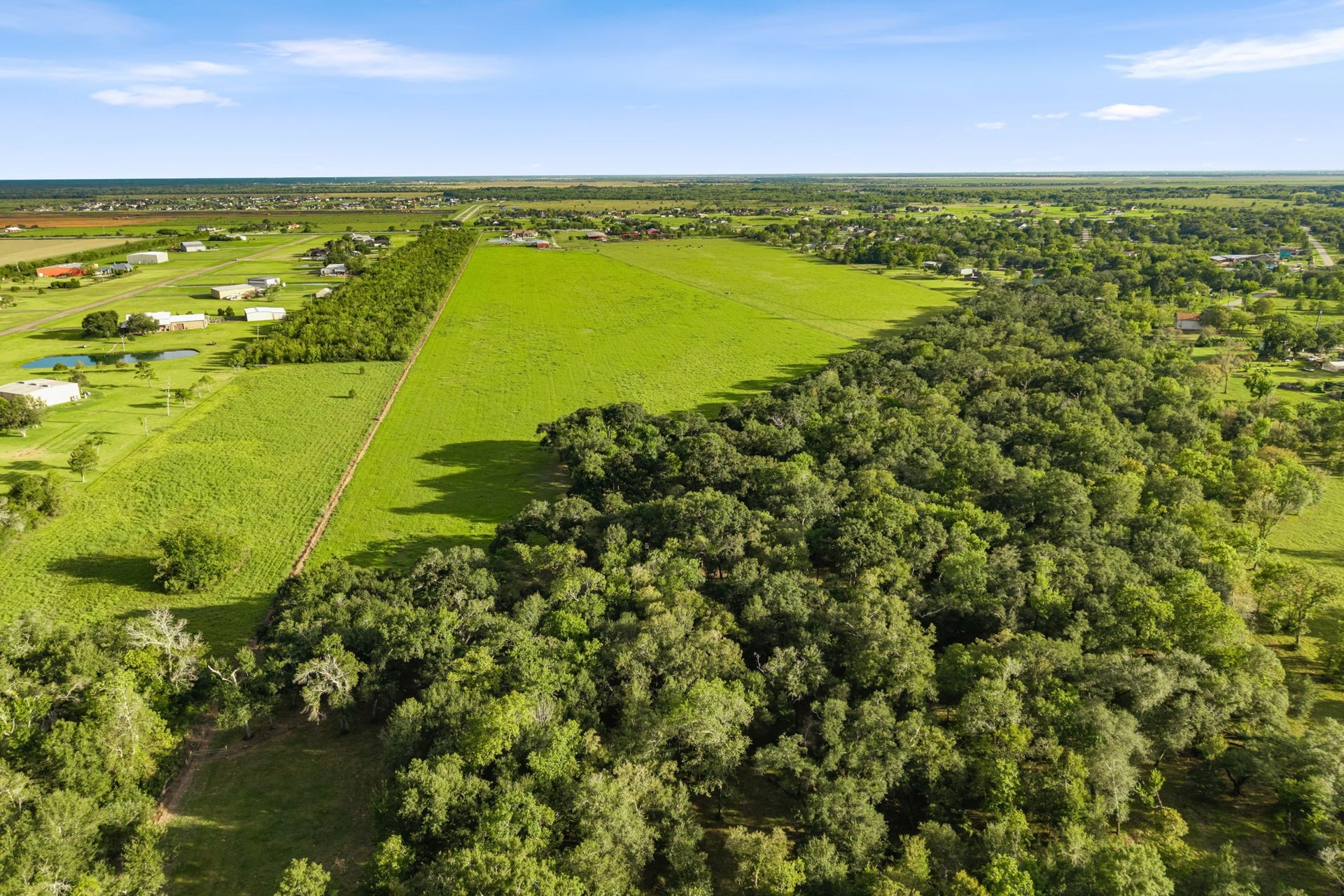 8145 Fm-1462, Rosharon, TX 77583 The back 32 acres has Wold Creek running through it. 100-year + live oaks make for beautiful shade. The property has a BBQ area under the oaks as well as seating.