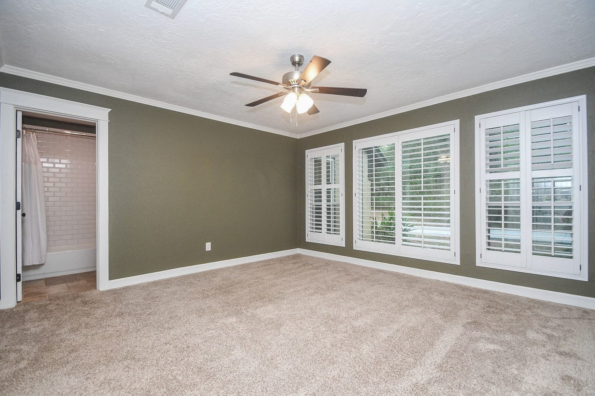 Downstairs Bedroom with Connecting Access to the Full Hall Bath.