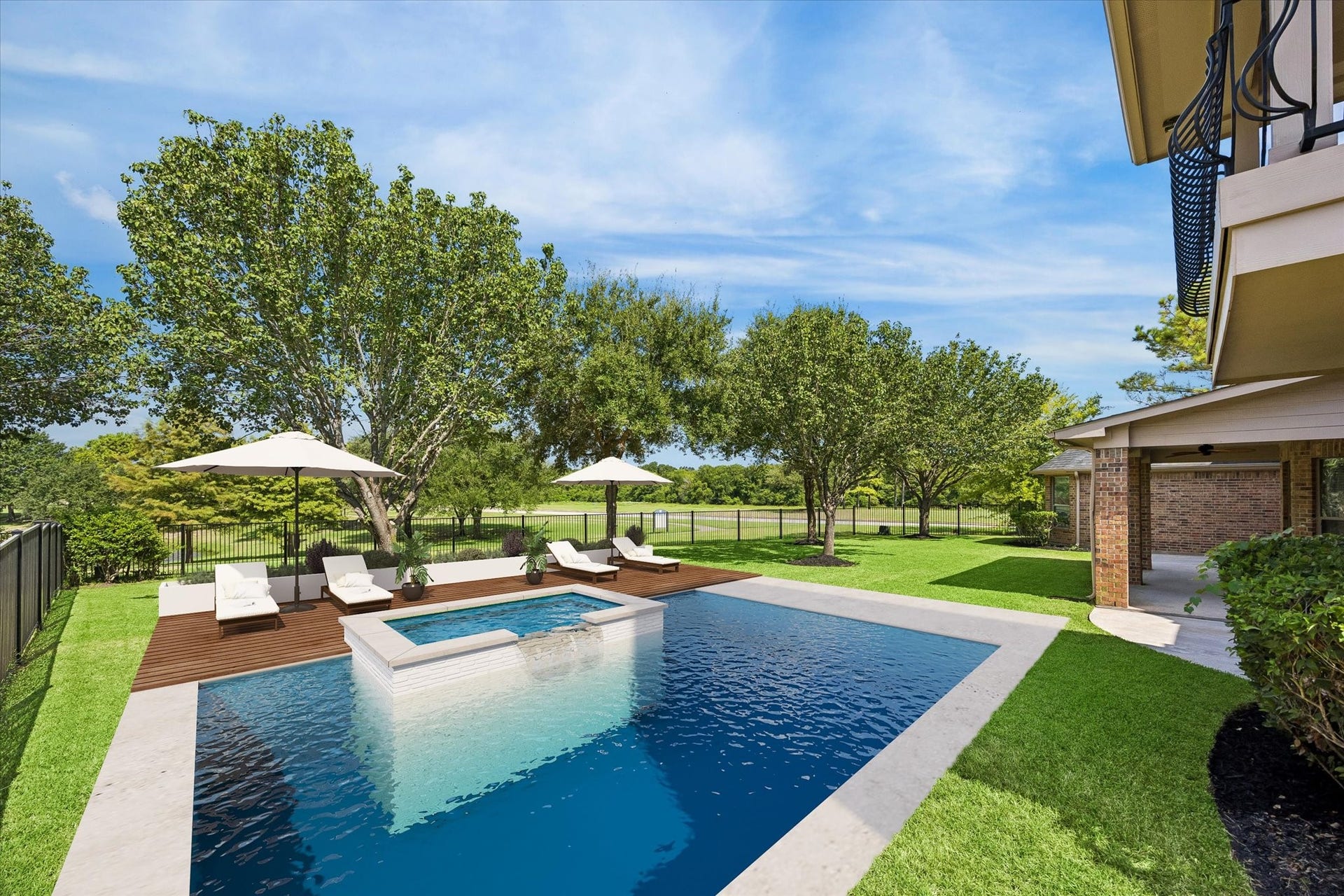 18715 N Thomas Shore Drive, Cypress, TX 77433 Virtually imagined pool in the massive backyard!
