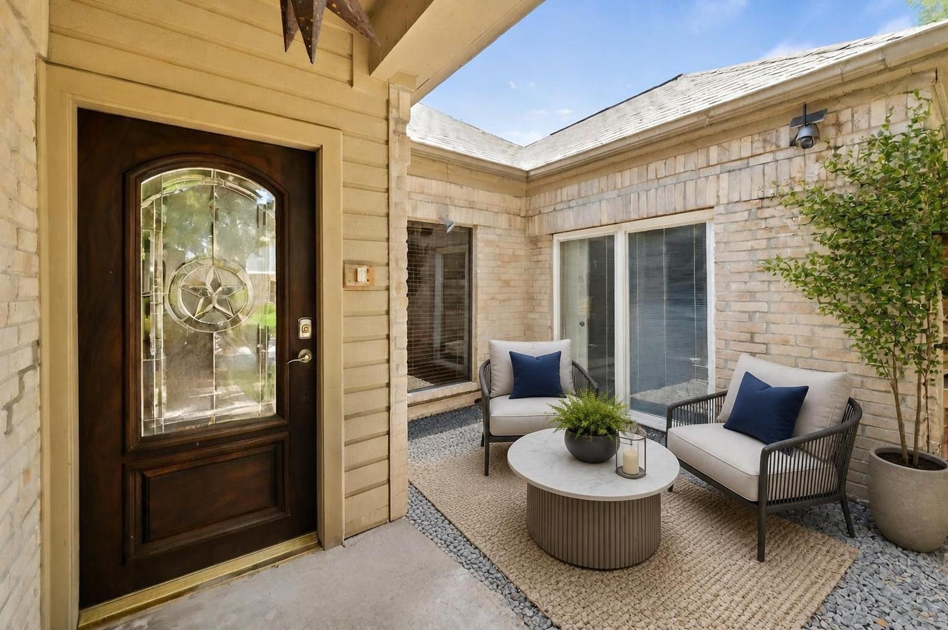 11807 Carriage Hill Drive, Houston, TX 77077 Front porch. Virtually staged.