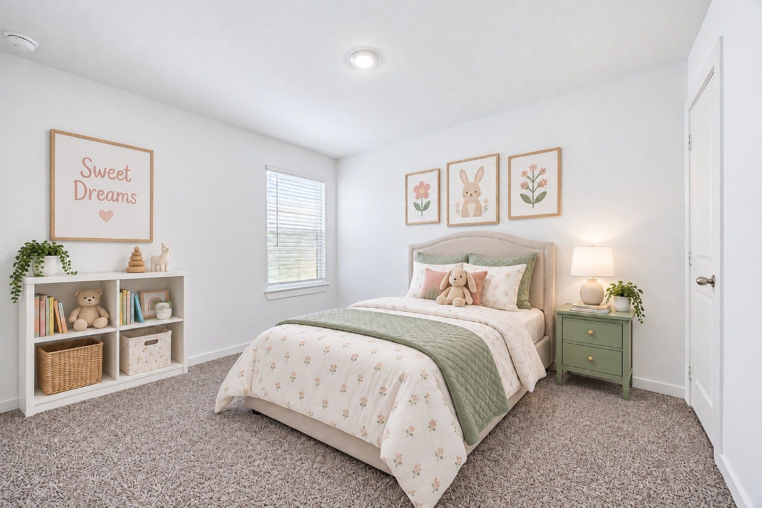 The third bedroom offers plenty of room for furniture, complete with a large window for natural light. Virtually staged.