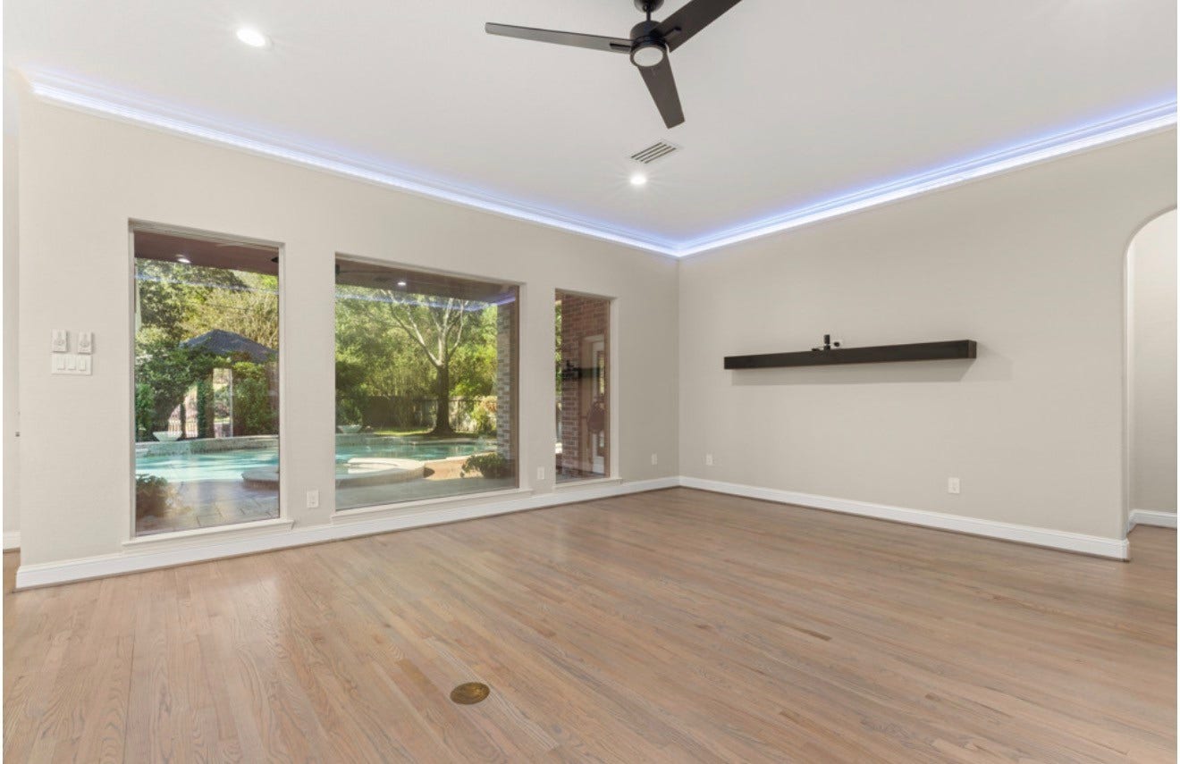 2831 Hazy Hillside Court, Houston, TX 77345 Living area backyard views
