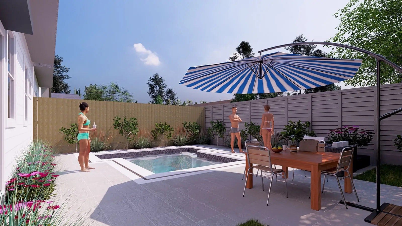 4834 Pinemont Drive, Houston, TX 77092 Backyard is big enough for pool - this is a rendering