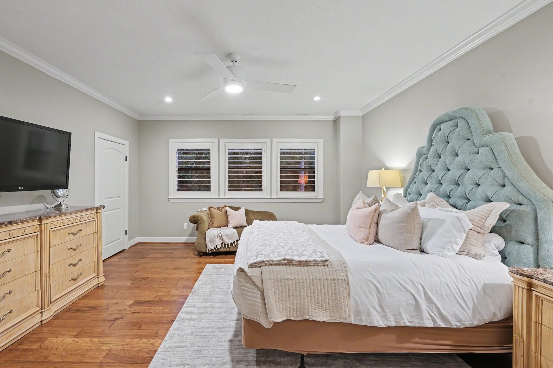 Each with their own walk in closet and hardwood floors.