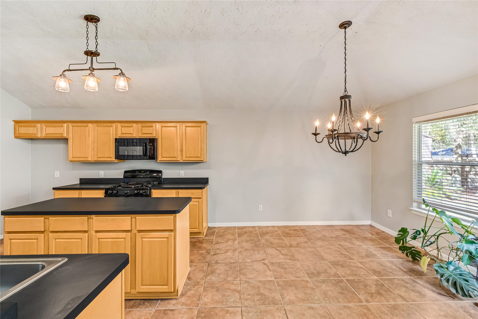914 Mesquite Drive, Magnolia, TX 77354 Kitchen has lots of cabinet space and is will lit with the dining room windows. Plant is excluded.