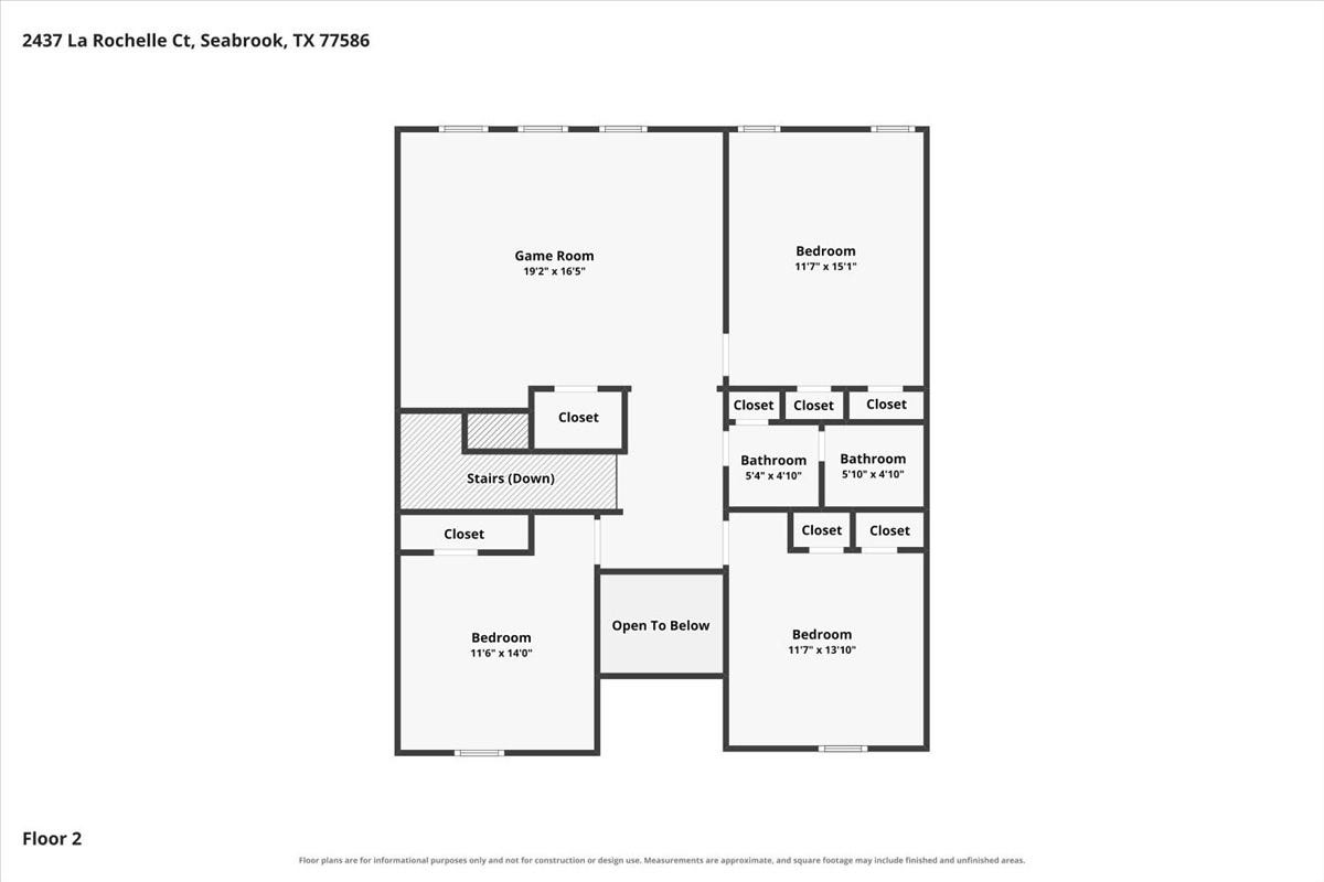 2437 La Rochelle Court, Seabrook, TX 77586 Upstairs Floor Plan