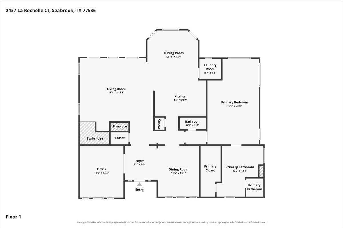 2437 La Rochelle Court, Seabrook, TX 77586 Downstairs Floor Plan