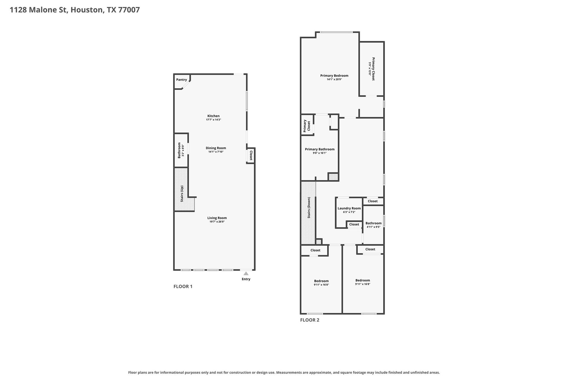 1128 Malone Street, Houston, TX 77007 Floor plan - Combined