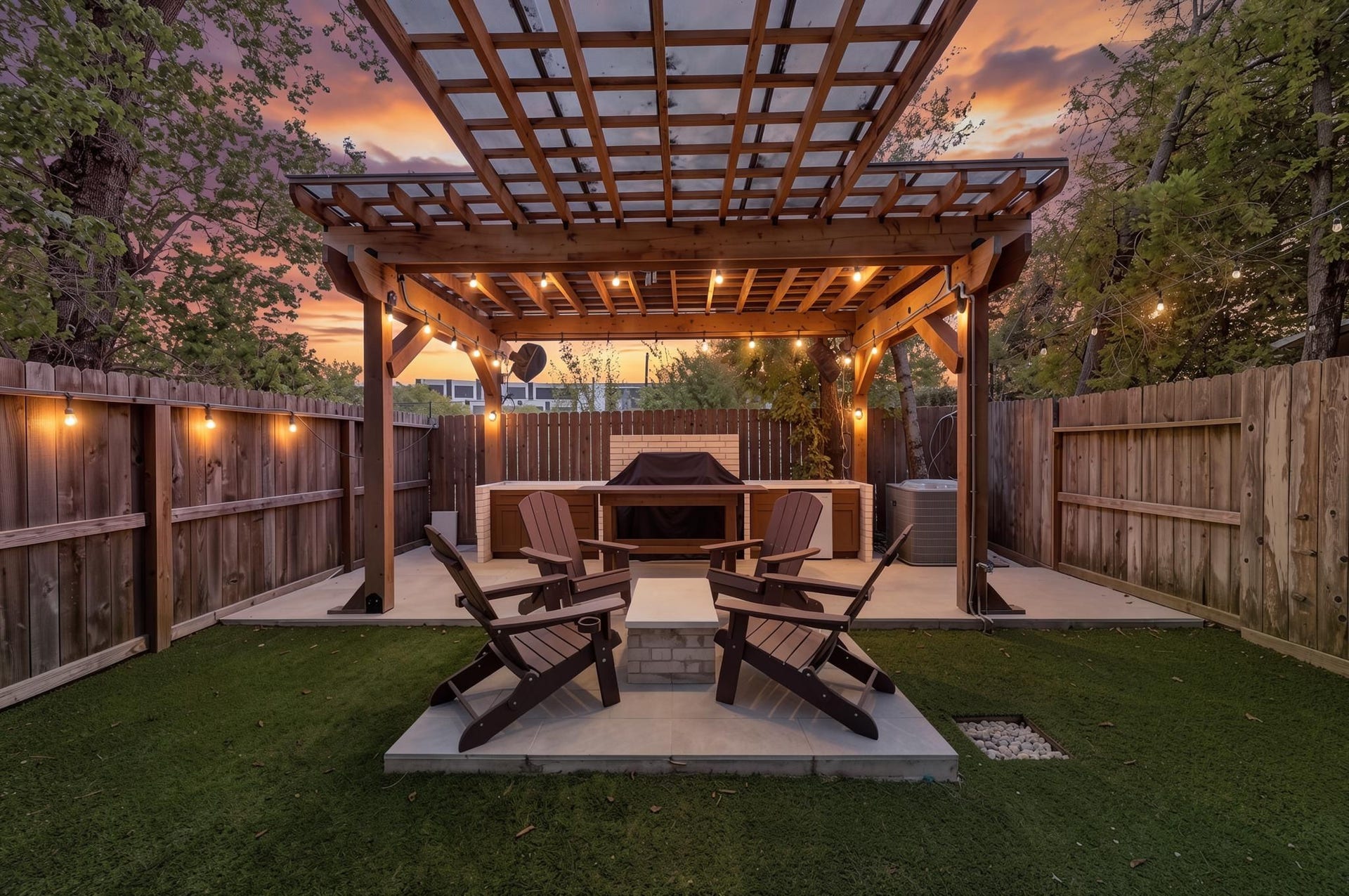1128 Malone Street, Houston, TX 77007 Over $50,000 in backyard upgrades! The backyard creates a true outdoor extension with artificial turf, a covered patio, pergola, and outdoor fireplace.