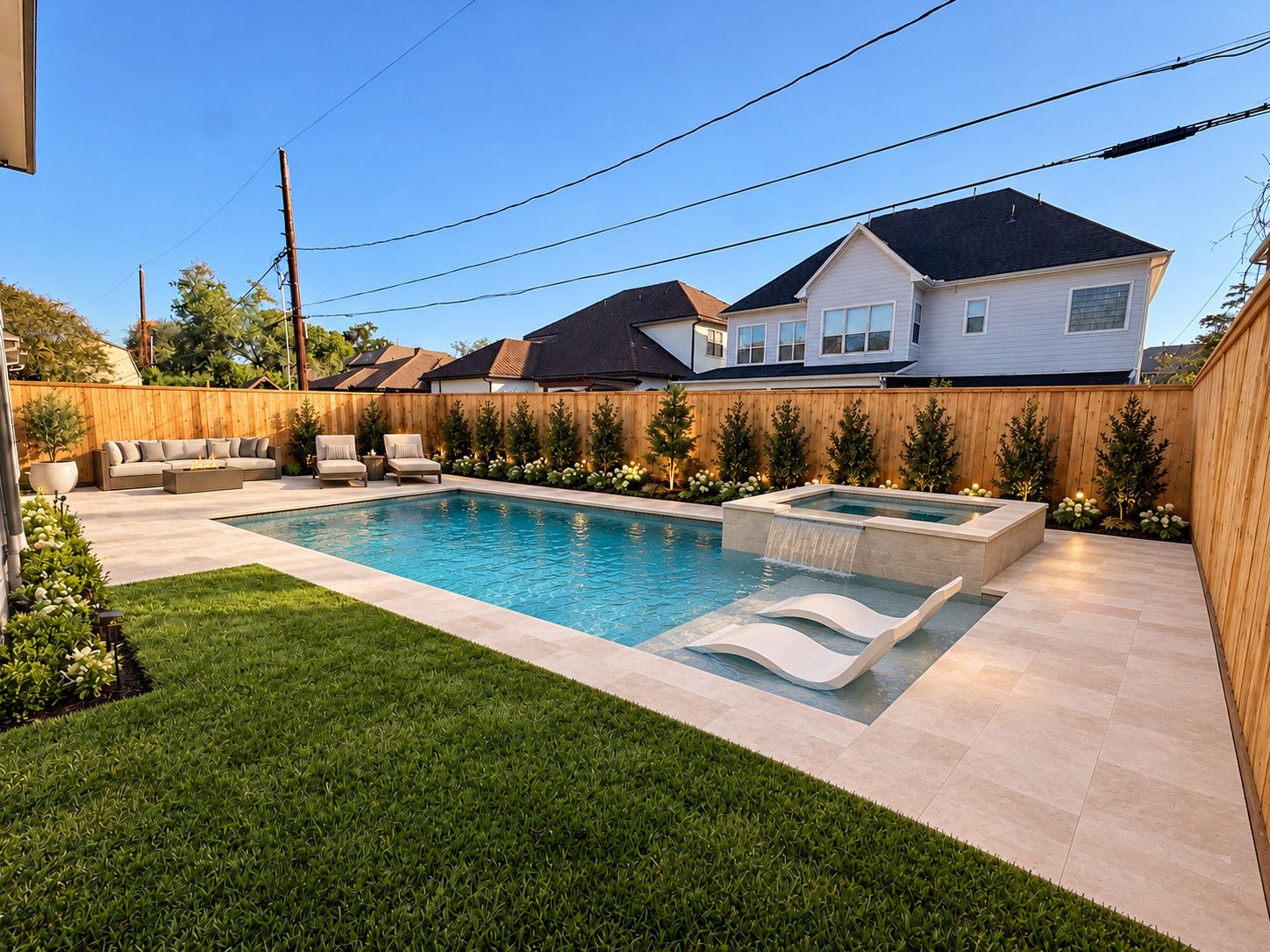1225 Wakefield Drive, Houston, TX 77018 The 29' x 66' backyard has plenty of room for a pool. This is a rendering (pool subject to permitting and not included in list price.)
