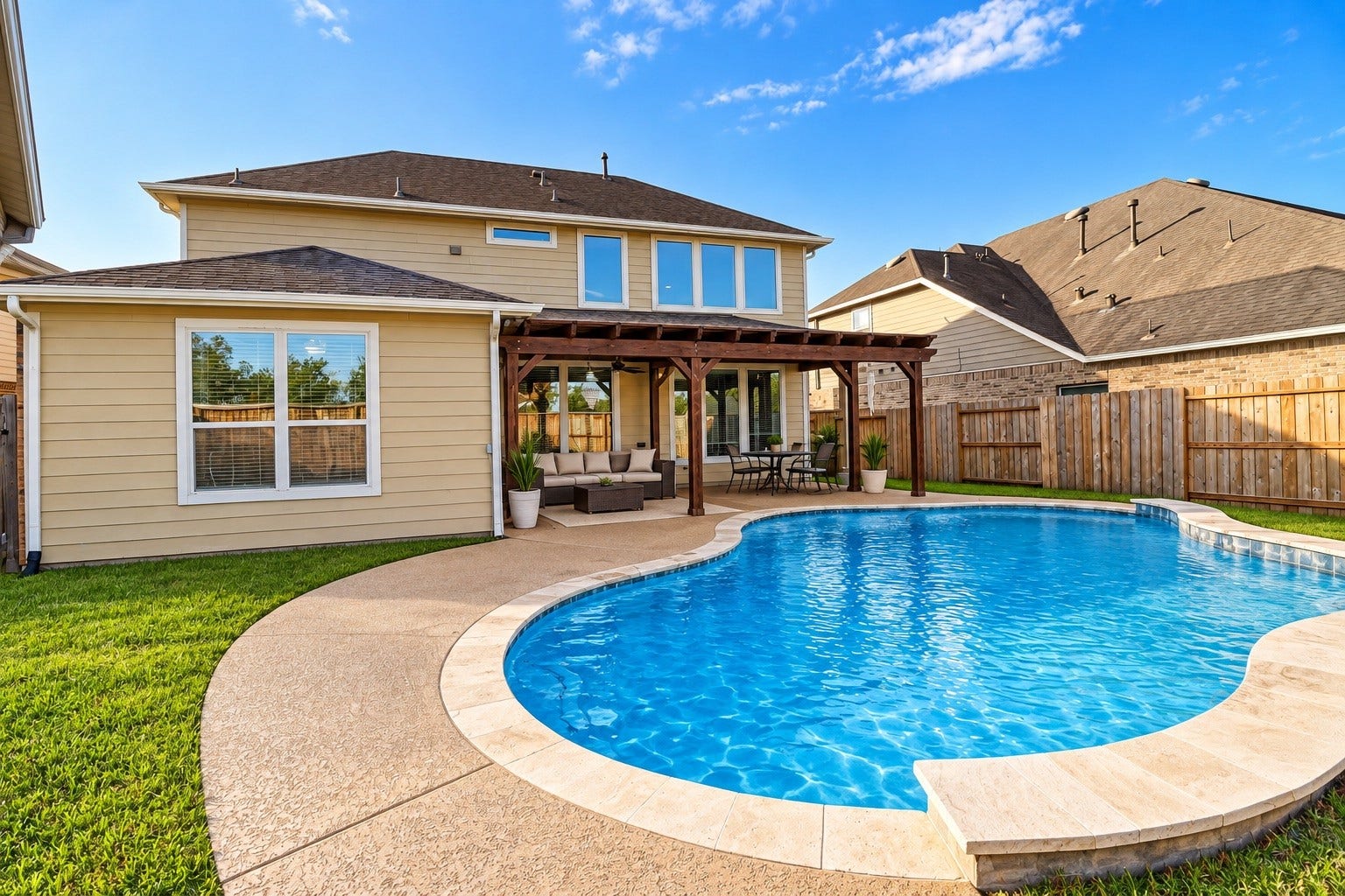 3913 Ginger Fields Court, Pearland, TX 77581 Backyard Oasis for Relaxing and Summer Fun