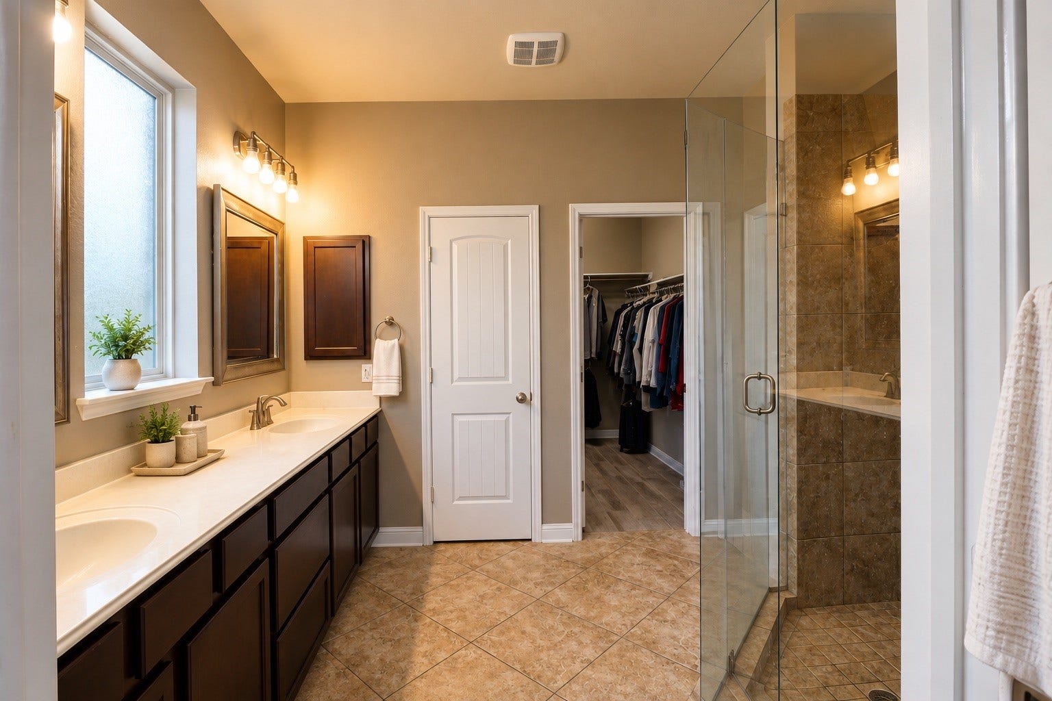 3913 Ginger Fields Court, Pearland, TX 77581 Master Bathroom, dual vanities, walk in closet