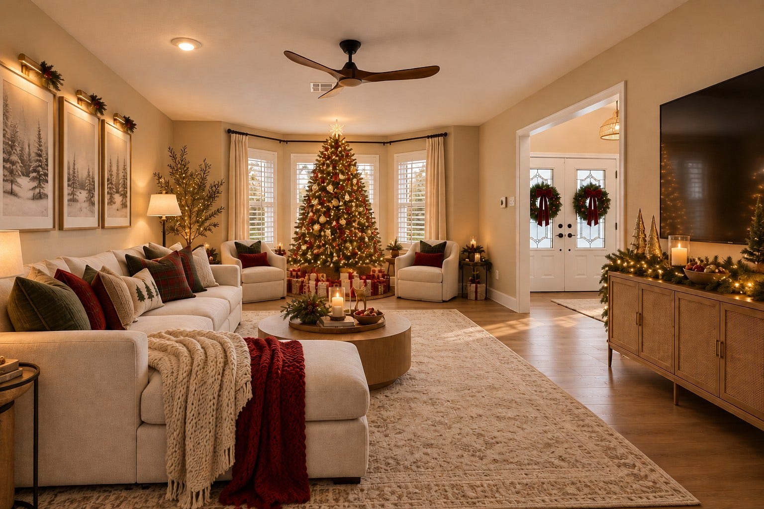 No question where the tree would go, this home is perfect for all family sizes and every season