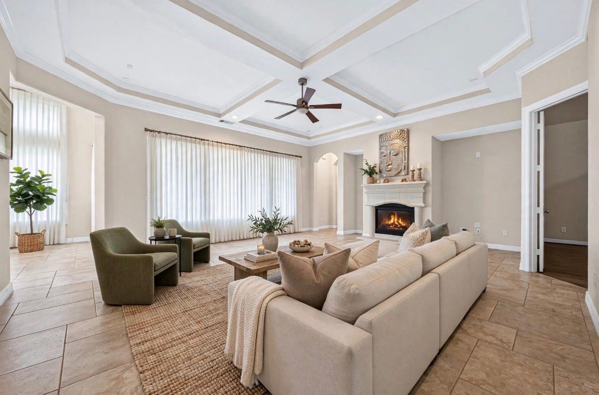 Virtually staged formal living