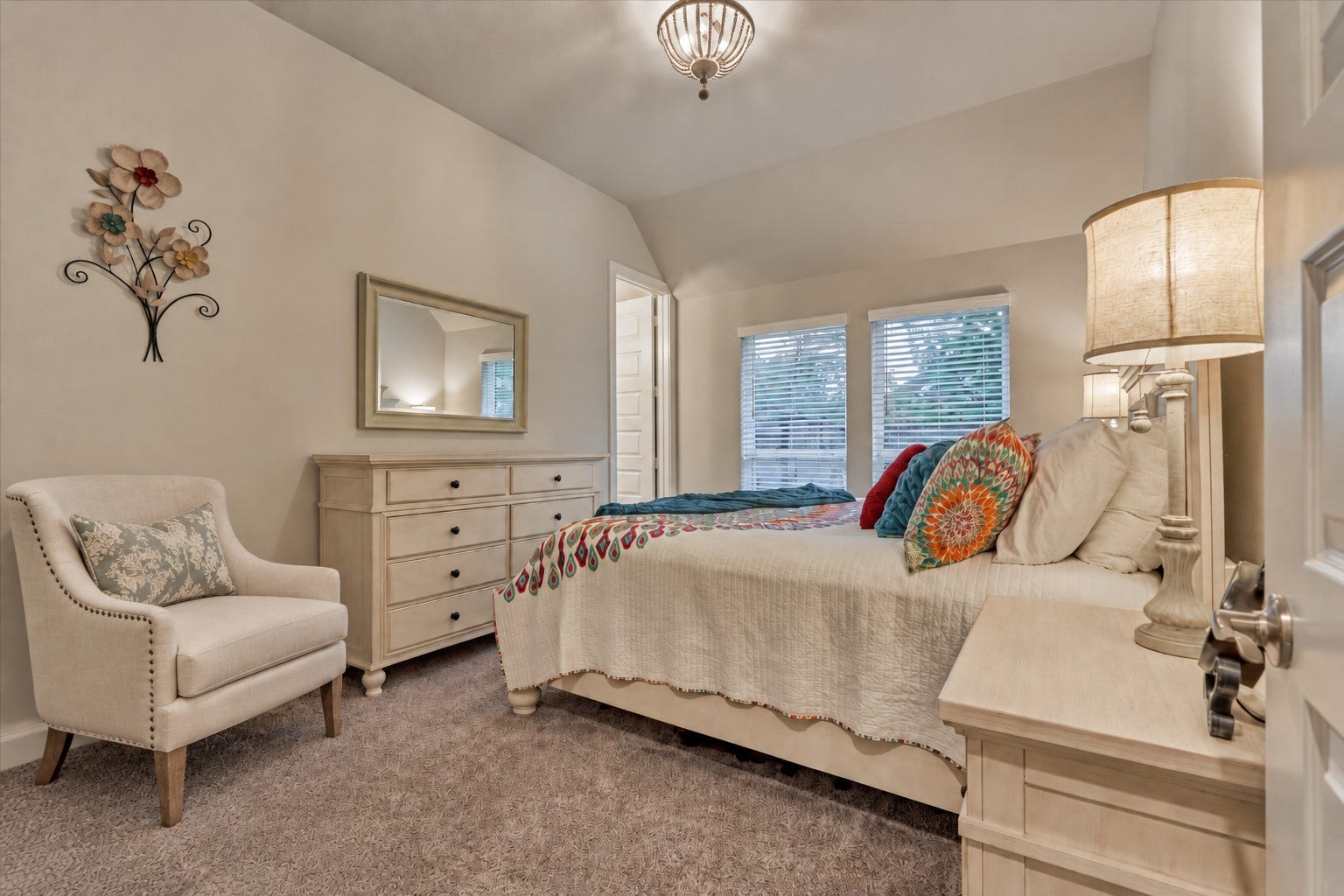 305 Pewter Sky Drive, Montgomery, TX 77316 Secondary Bedroom #3 offers its own private en-suite bath, generous proportions and an upgraded light fixturecreating a comfortable retreat.
