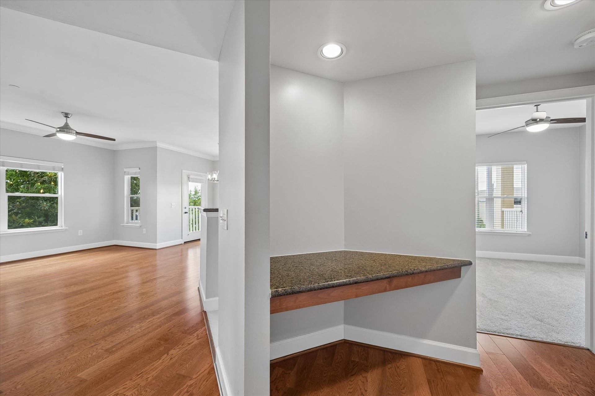 2203 Dorrington Street Street, #205, Houston, TX 77030 Off of the living room and close to the secondary bedroom, a small built-in desk area is featured, perfect for a office space or vanity area.