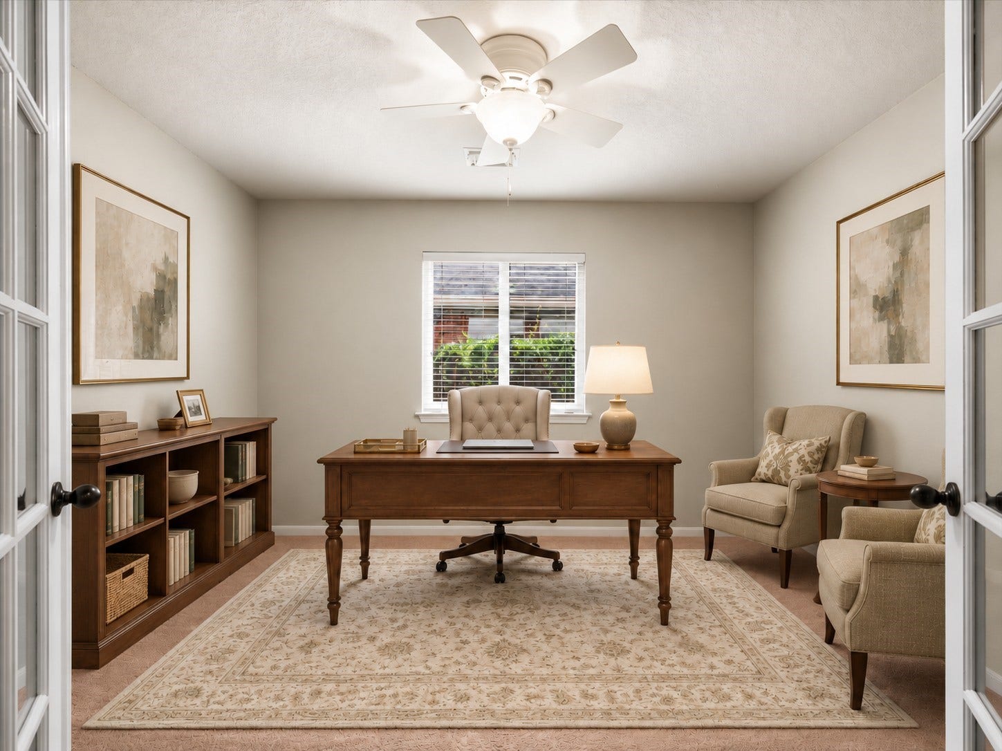 20118 Monarda Manor Court, Spring, TX 77379 Virtually staged to illustrate the potential of this dedicated home office, offering a comfortable space for remote work, study, or managing daily tasks.