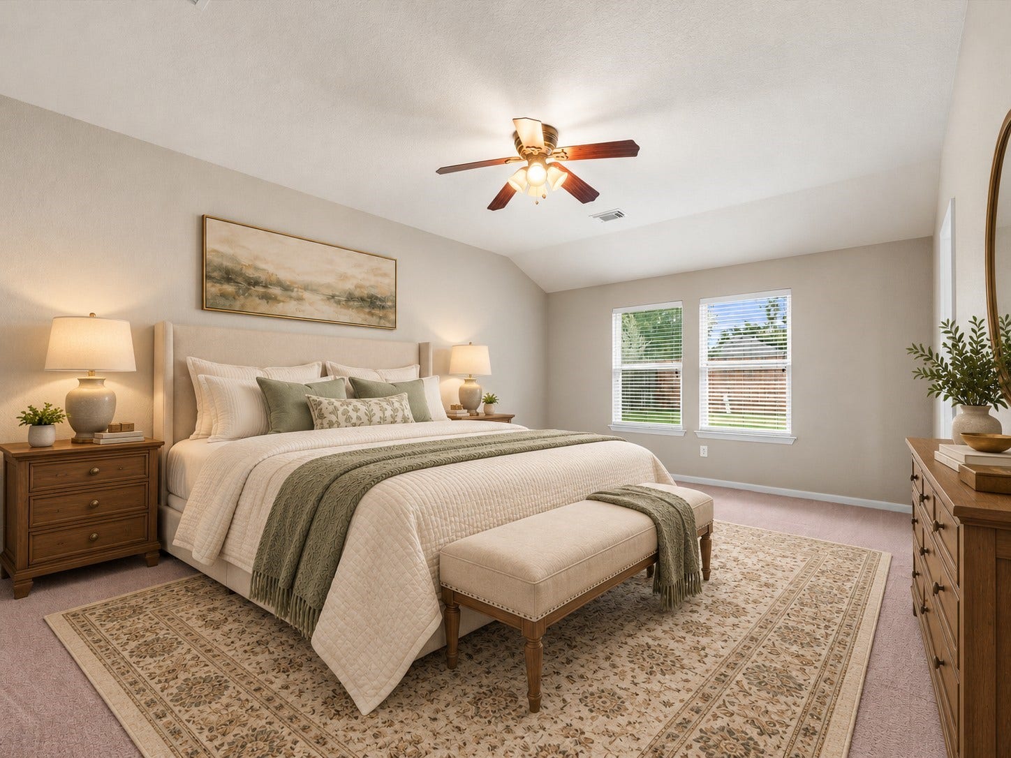 20118 Monarda Manor Court, Spring, TX 77379 Virtually added furnishings highlight the potential of this spacious primary suite as a peaceful retreat with room to relax and unwind at the end of the day.