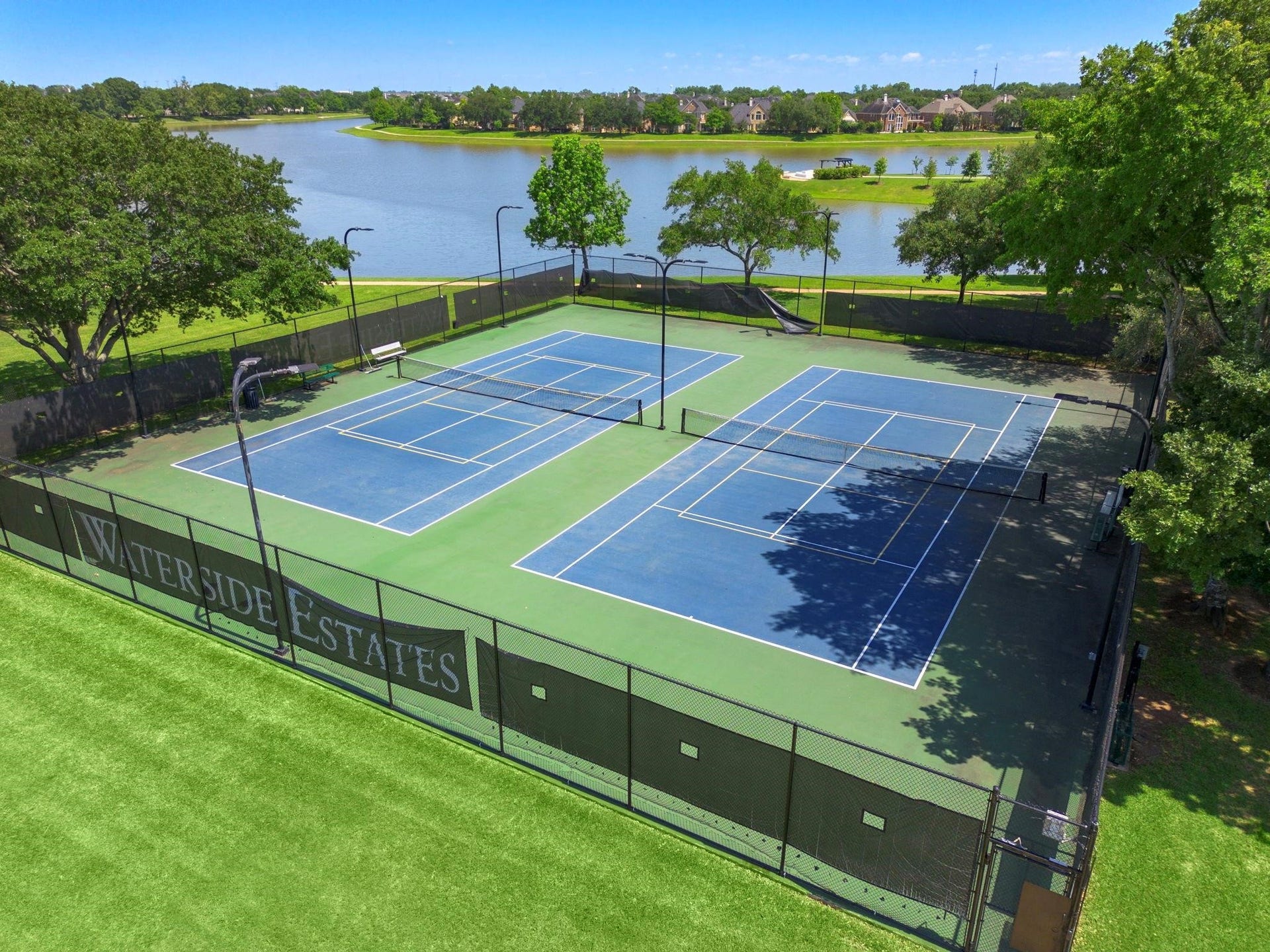 3915 Eastland Lake Drive, Richmond, TX 77406 Take advantage of Waterside Estates lighted tennis courts, set alongside one of the communitys scenic lakes. Its another way this neighborhood combines recreation, outdoor living, and beautiful surroundings for residents to enjoy.
