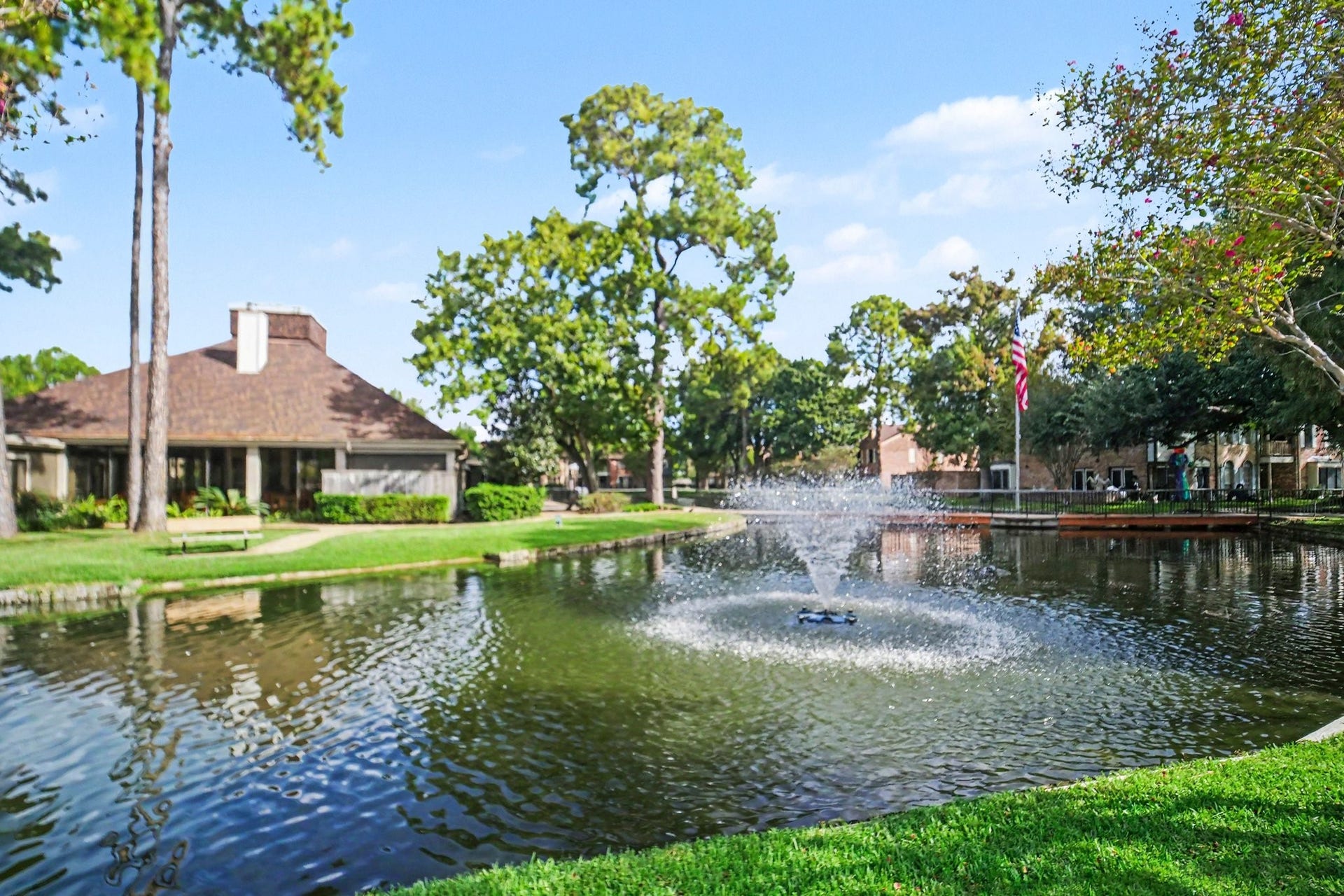 Enjoy serene lakeside views at the community clubhouse, where relaxation and picturesque scenery await.