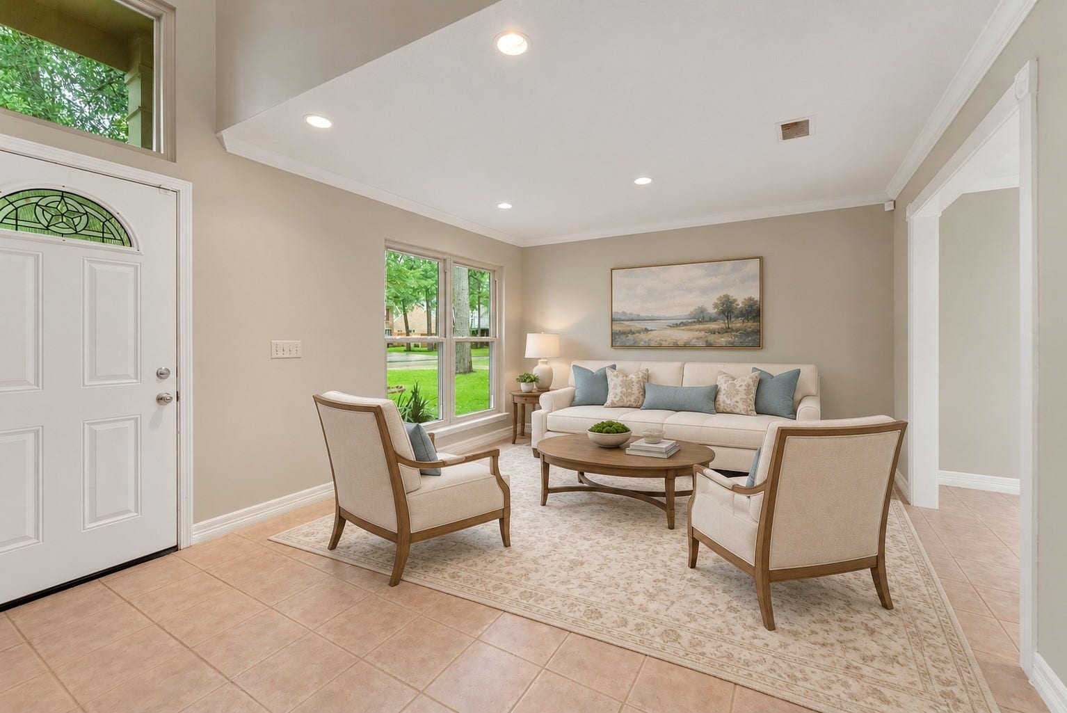 27 W Stony Bridge Court, The Woodlands, TX 77381 Virtual Staged Formal Living area