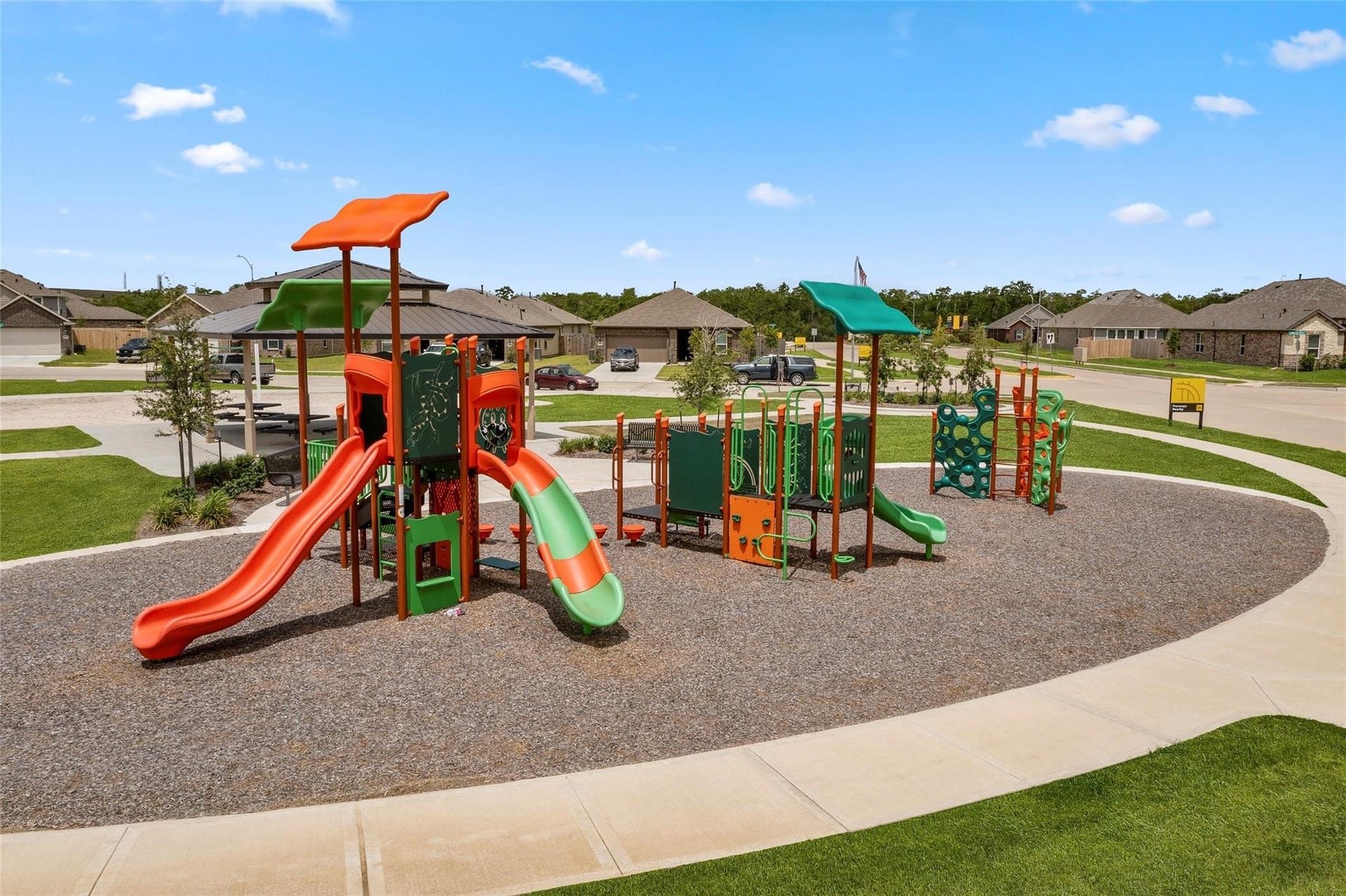 7911 House Sparrow Street, Hitchcock, TX 77563 Amenities include a community park, playground, outdoor gym, beach volleyball court and covered pavilion