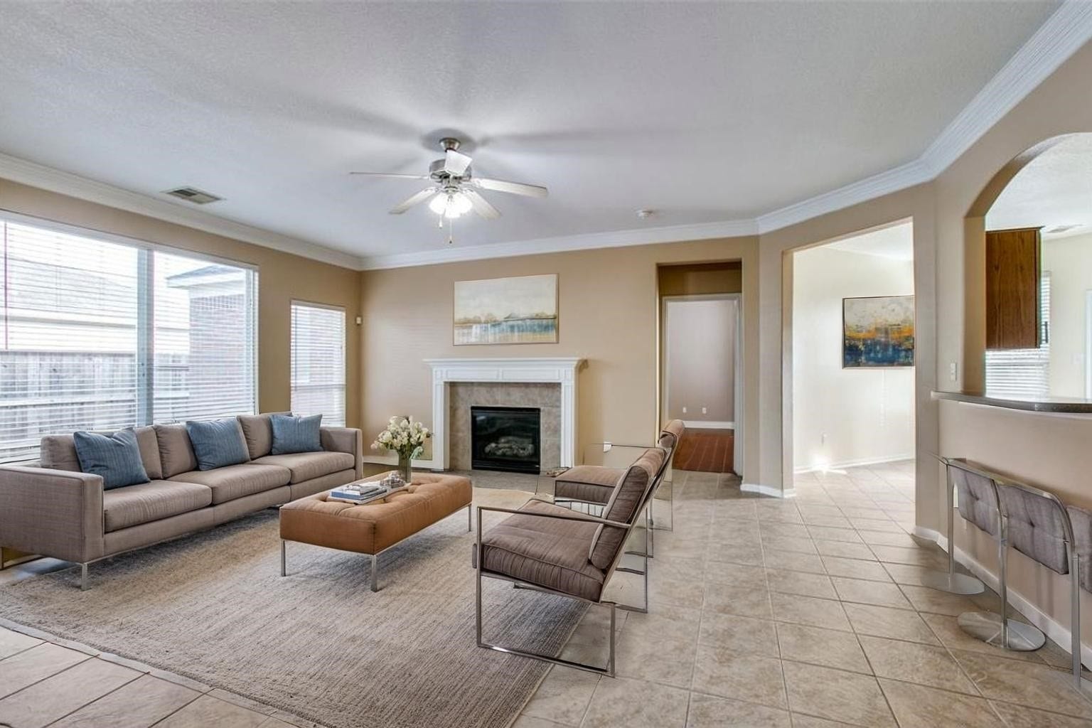 9907 Valance Way, Conroe, TX 77385 Digitally staged living room - create the layout to what best fits your needs!