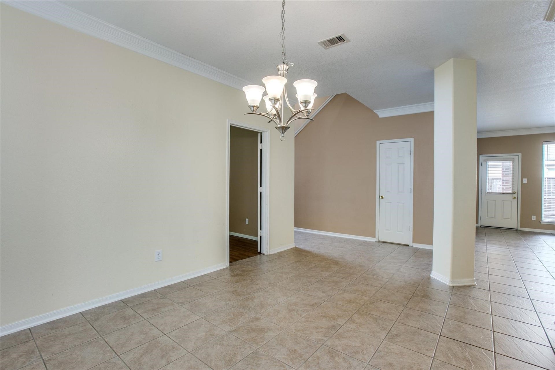 9907 Valance Way, Conroe, TX 77385 Dining room to the right with entrance to flex room