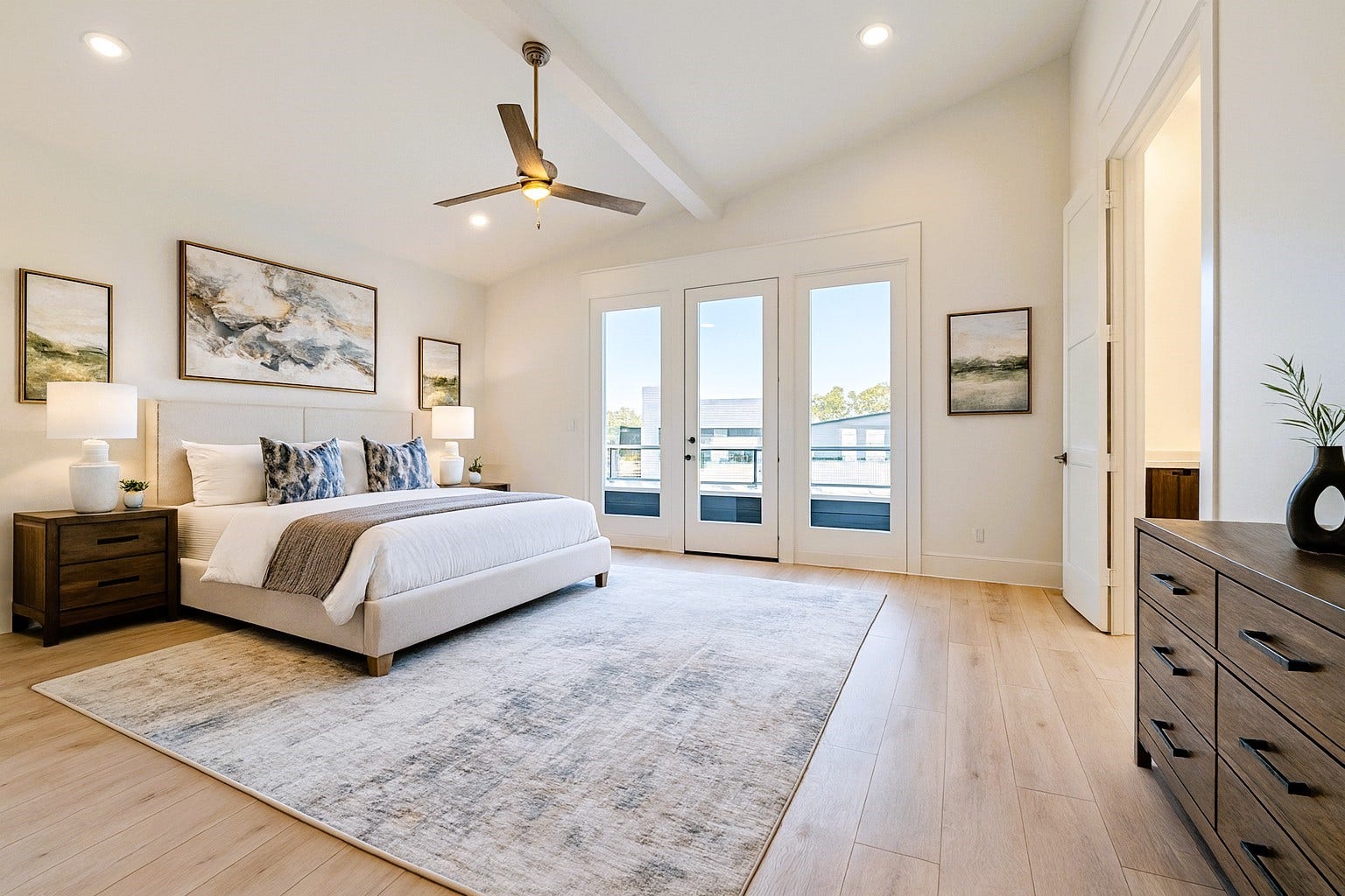 3311 Cardinal Crest Lane, Houston, TX 77080 LARGE primary bedroom with balcony. Virtual staging added.