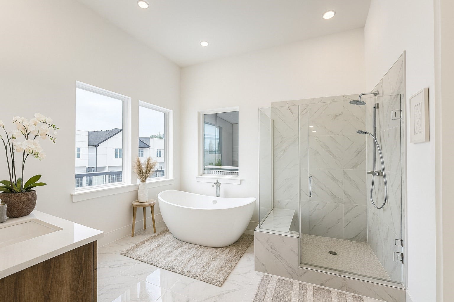 3311 Cardinal Crest Lane, Houston, TX 77080 Gorgeous Bathroom - highlighted with Free Standing Tub and Seated Shower