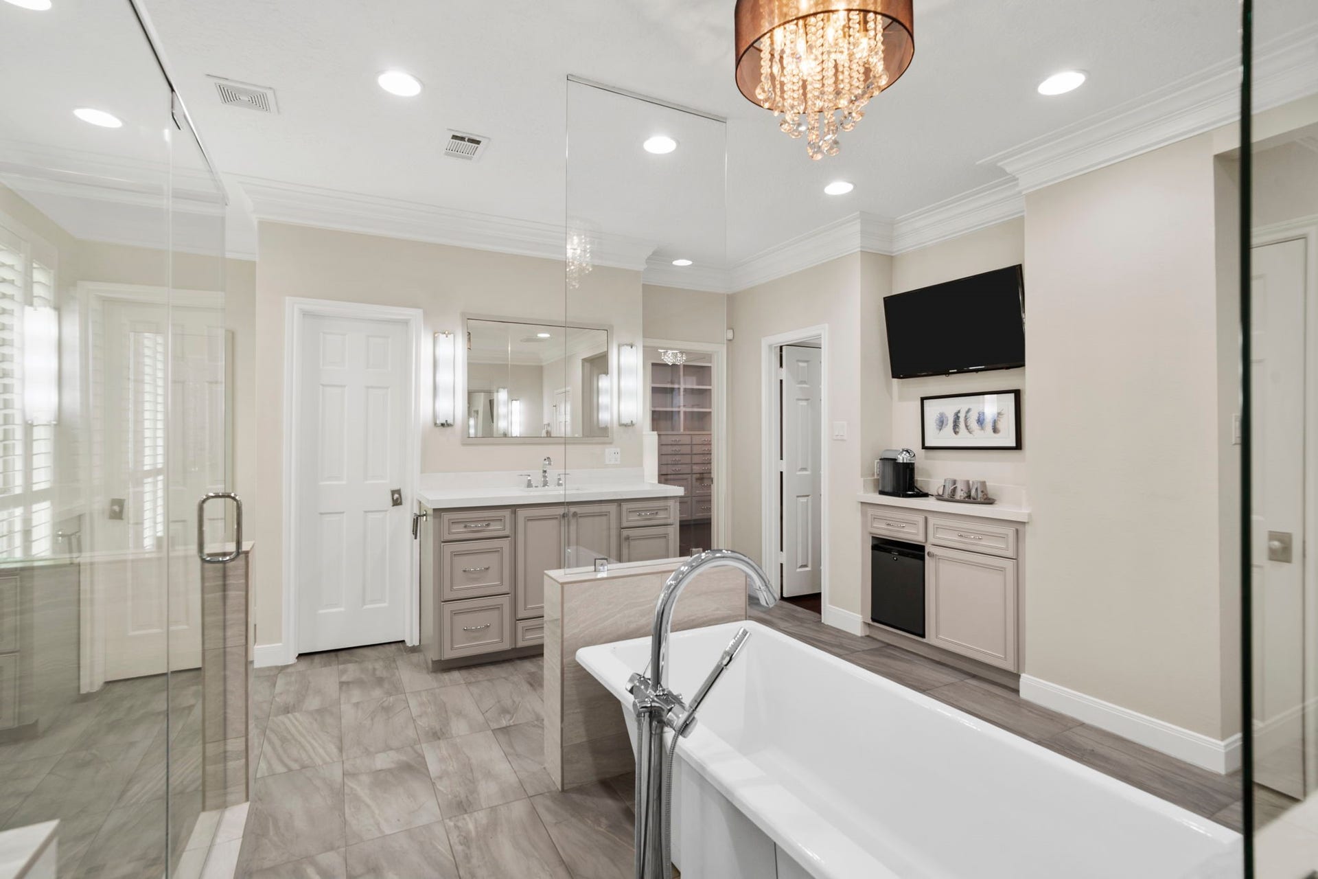 White Caesarstone countertops offer a crisp, modern look with exceptional durability and easy maintenance.