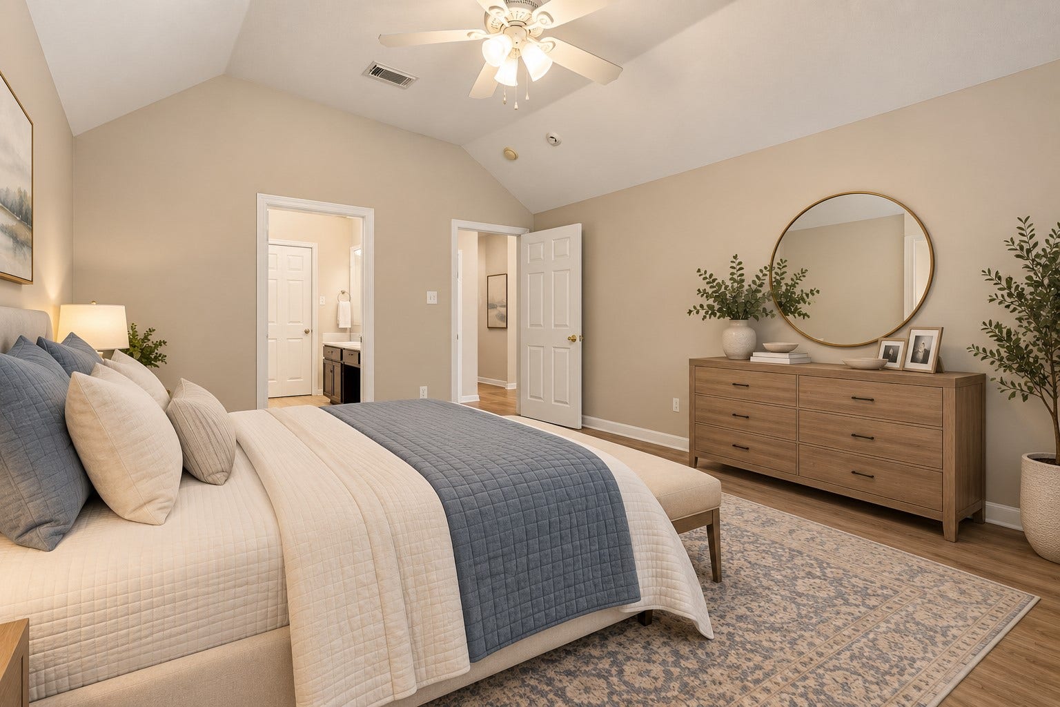 14319 Floret Estates Court, Cypress, TX 77429 The private primary suite features an en-suite bath with double sinks, soaking tub and separate walk-in shower.