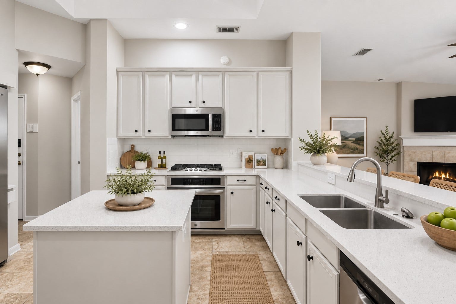 14319 Floret Estates Court, Cypress, TX 77429 At the heart of the home, the chefs island kitchen boasts 42" cabinetry with crown molding, stainless steel appliances and expansive countertops