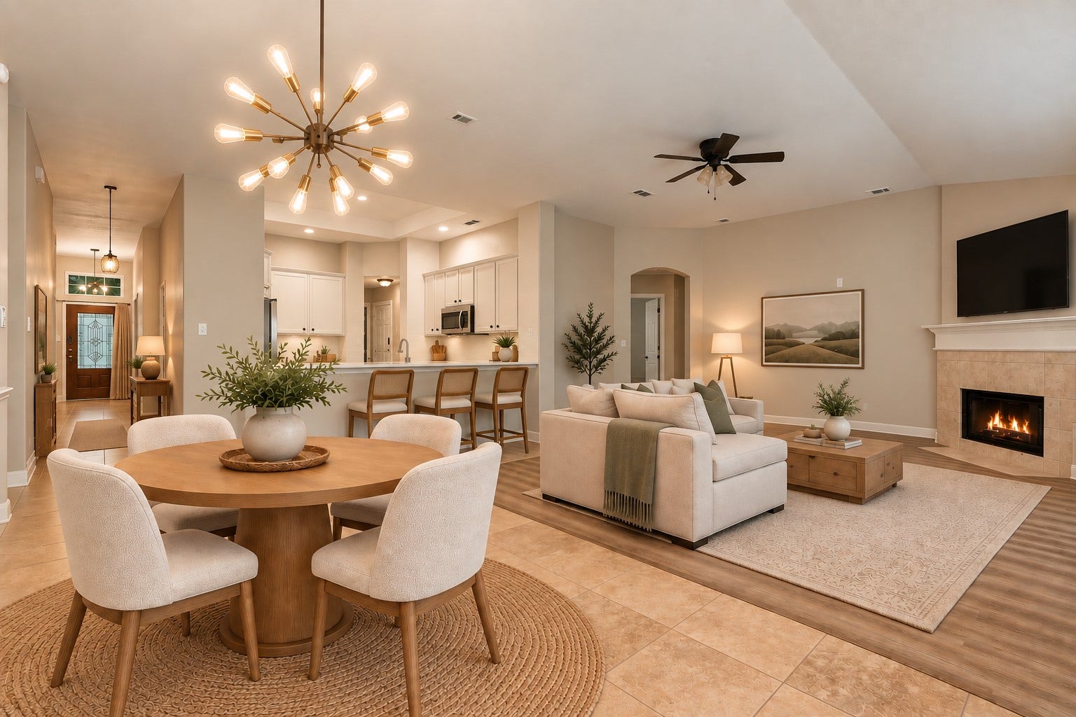 14319 Floret Estates Court, Cypress, TX 77429 Breakfast area looking into the living room