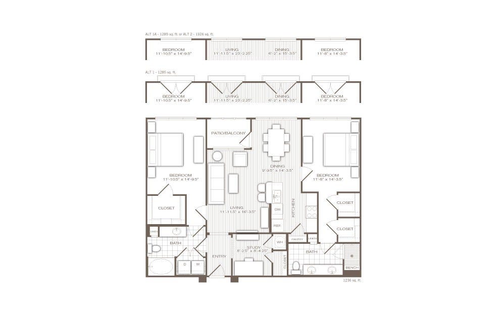 This unit is the standard plan with the patio/balcony!