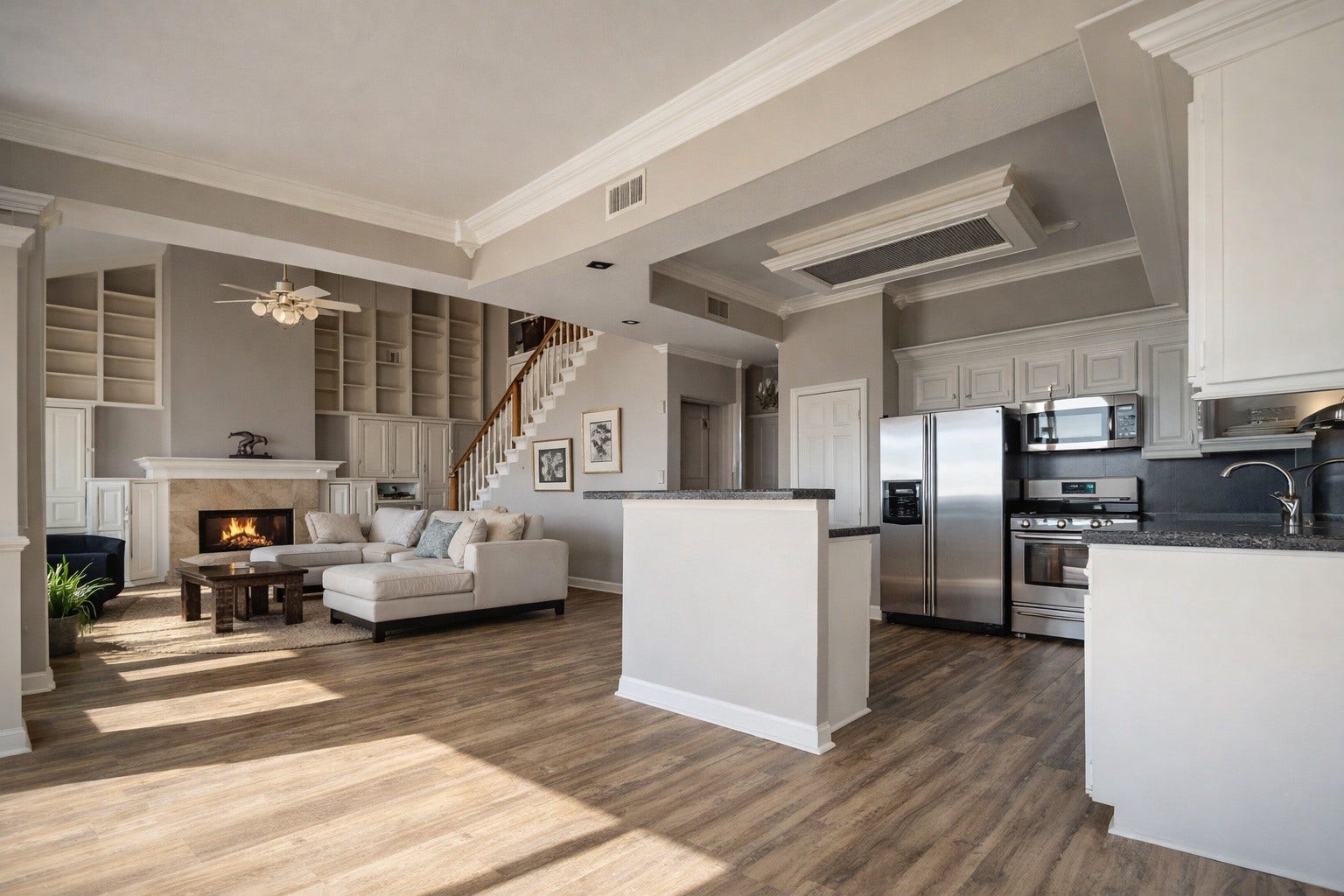431 Hana Drive, Tiki Island, TX 77554 Open concept living, dining and kitchen